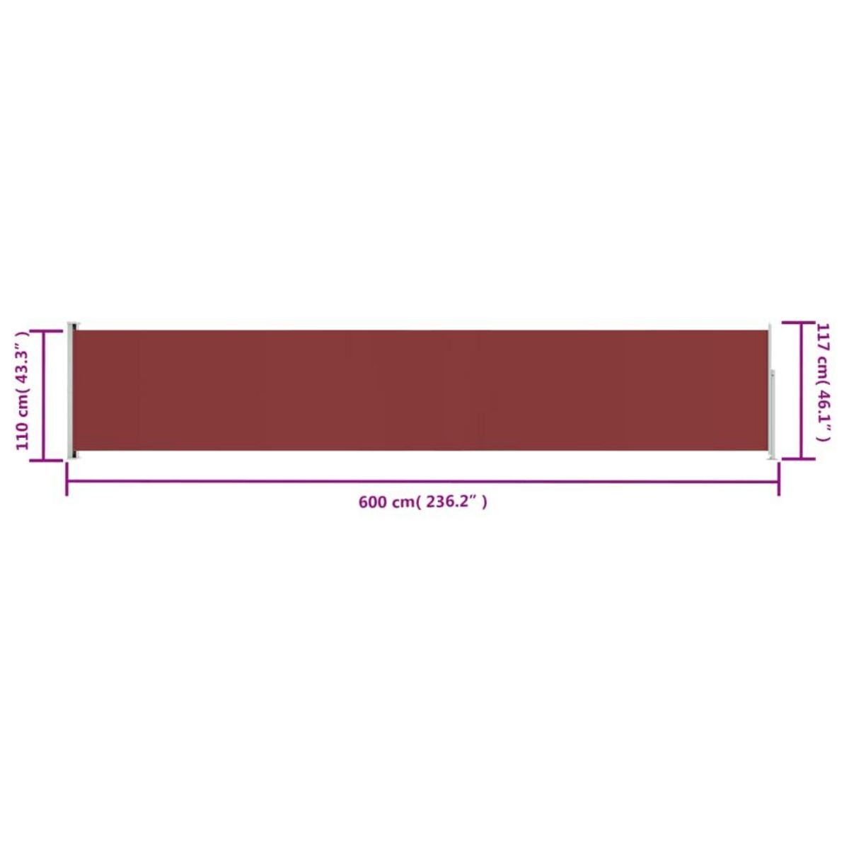 VIDAXL Auvent lateral retractable de patio 117x600 cm Rouge