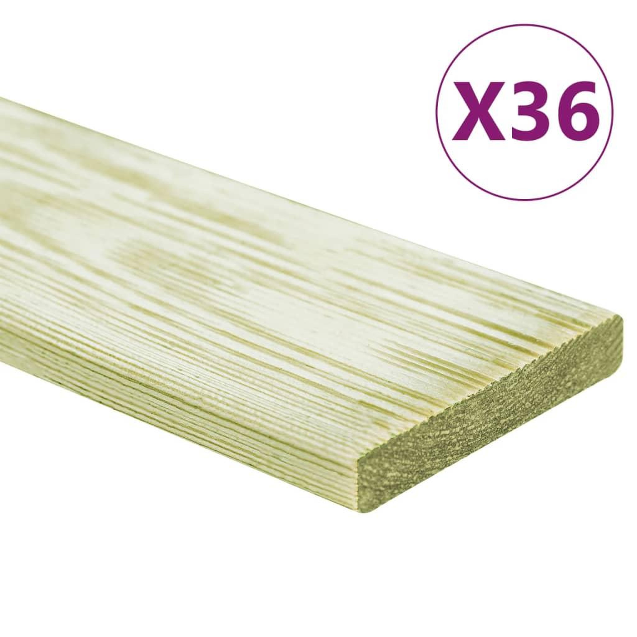 Voir la diapositive 1 : VIDAXL Panneaux de terrasse 36 pcs 4,32 m^2 1 m Pin massif impregne