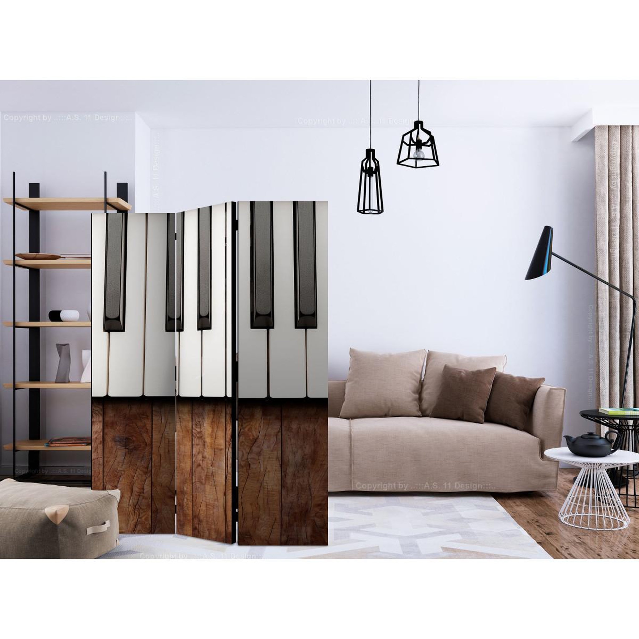 Voir la diapositive 2 : Paris Prix Paravent 3 volets  inspired by chopin mahogany  135x172cm