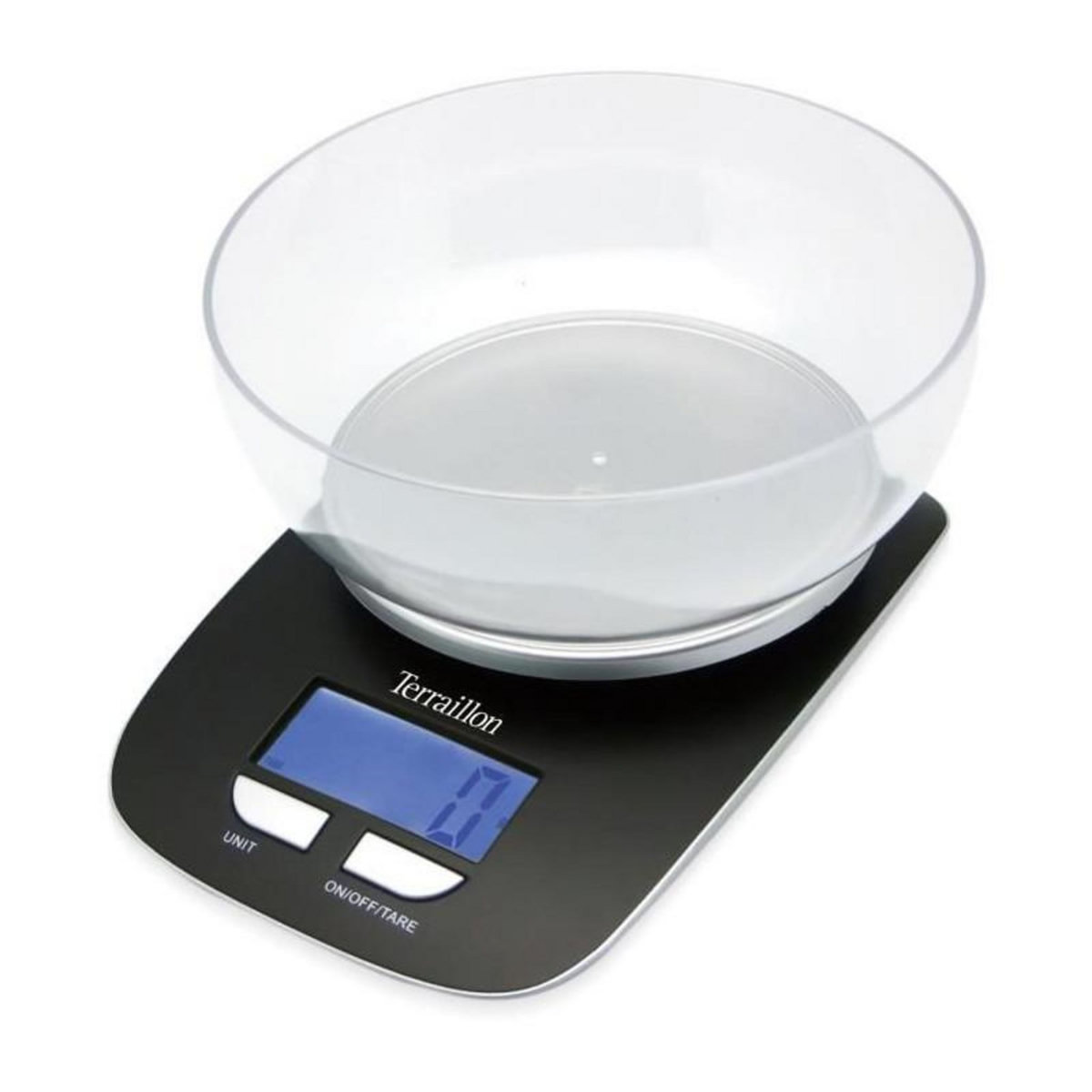 Terraillon Balance de cuisine électronique - TERRAILLON - Classic Bol - Capacité 5 kg - Ecran rétro éclairé - Bol 1,5 L