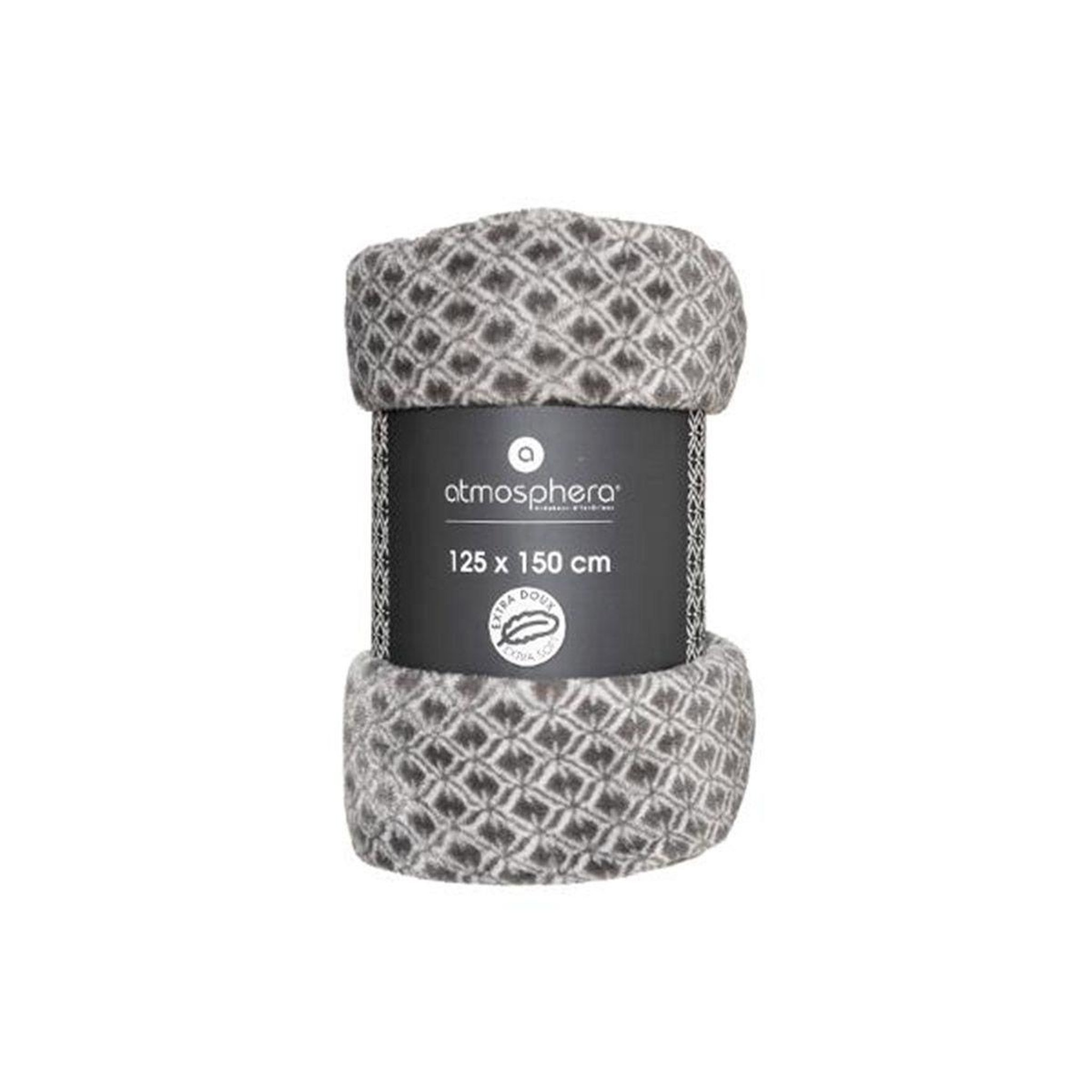 Voir la diapositive 3 : ATMOSPHERA Plaid flanelle imprimé  otto  125x150cm gris