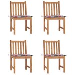 VIDAXL Chaises de jardin lot de 4 avec coussins Bois de teck massif