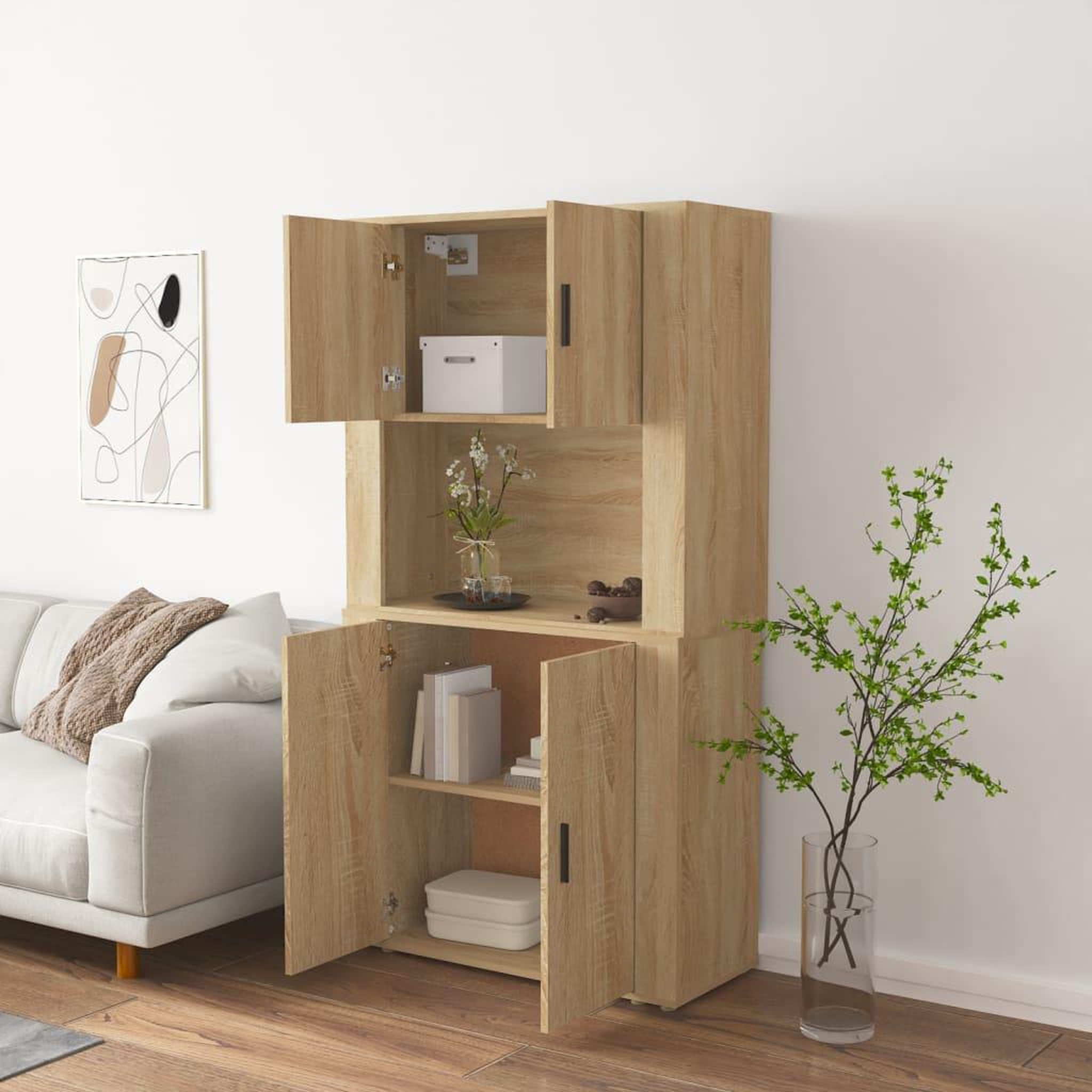 Voir la diapositive 3 : VIDAXL Buffet haut chene sonoma bois d'ingenierie