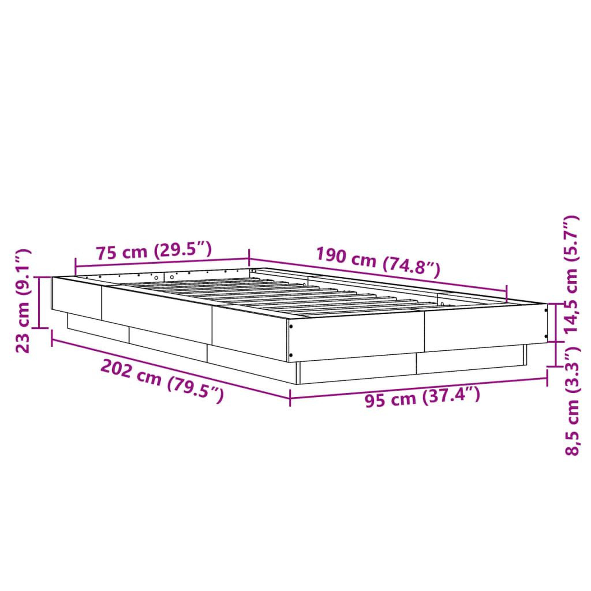 Voir la diapositive 6 : VIDAXL Cadre de lit sans matelas blanc 75x190 cm