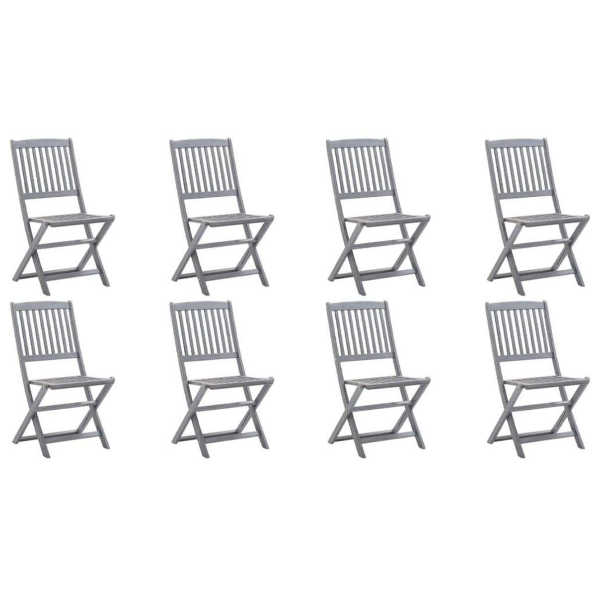 VIDAXL Chaises pliables d'exterieur lot de 8 et coussins Bois d'acacia