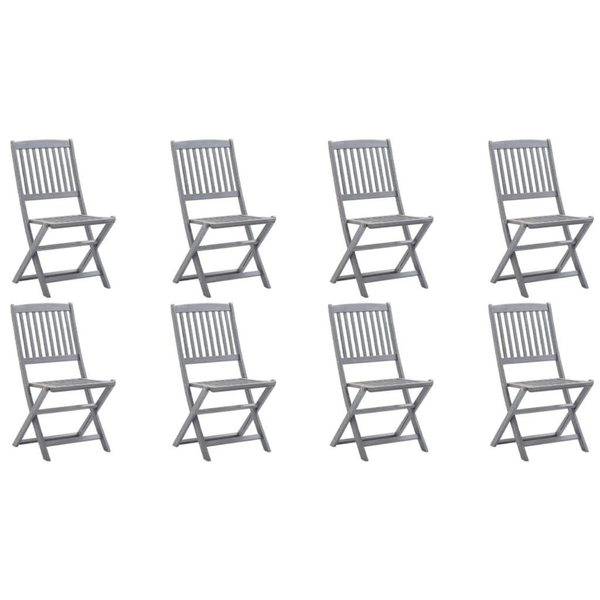 VIDAXL Chaises pliables d'exterieur lot de 8 et coussins Bois d'acacia