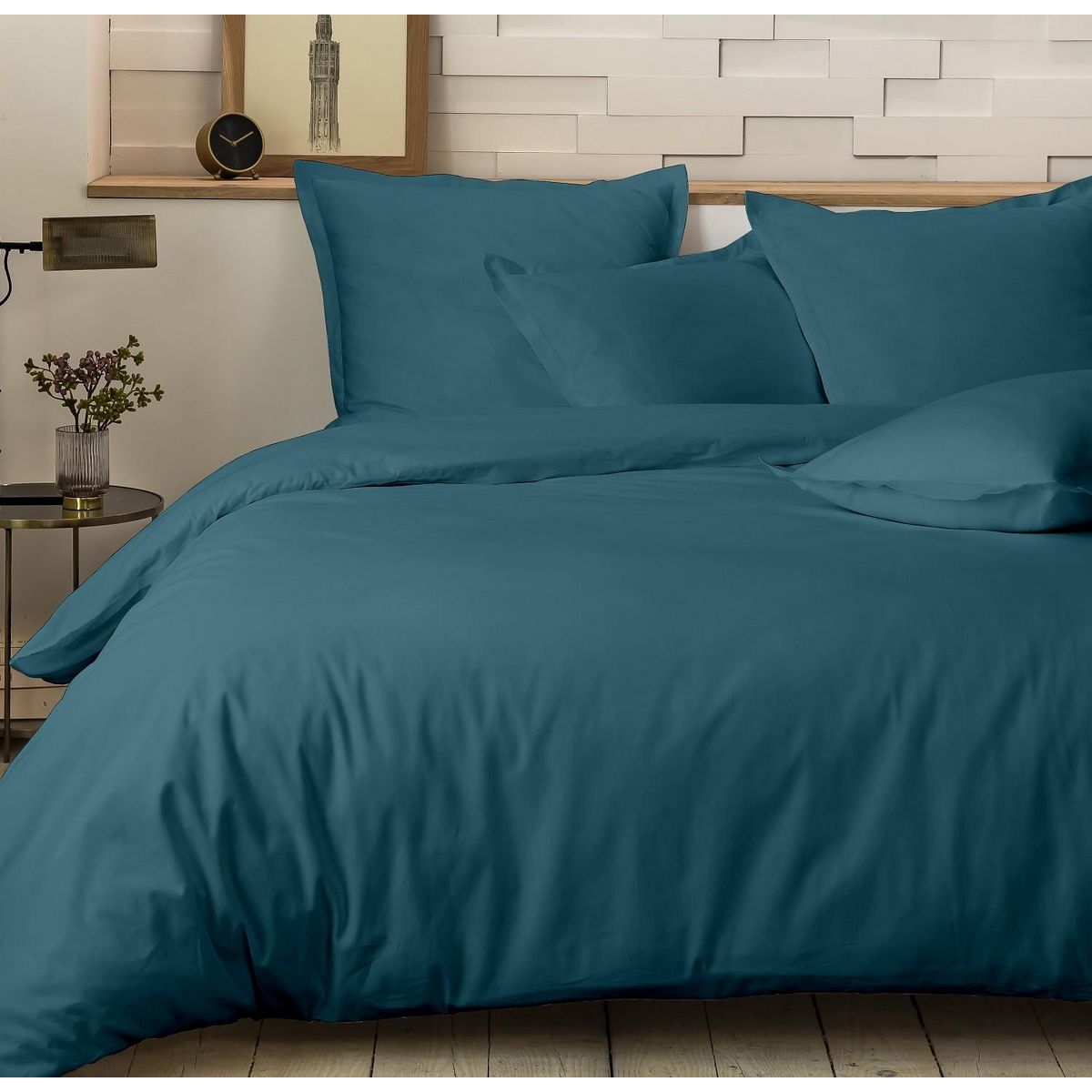 Home collection Parure housse de couette percale de coton - percale emeraude