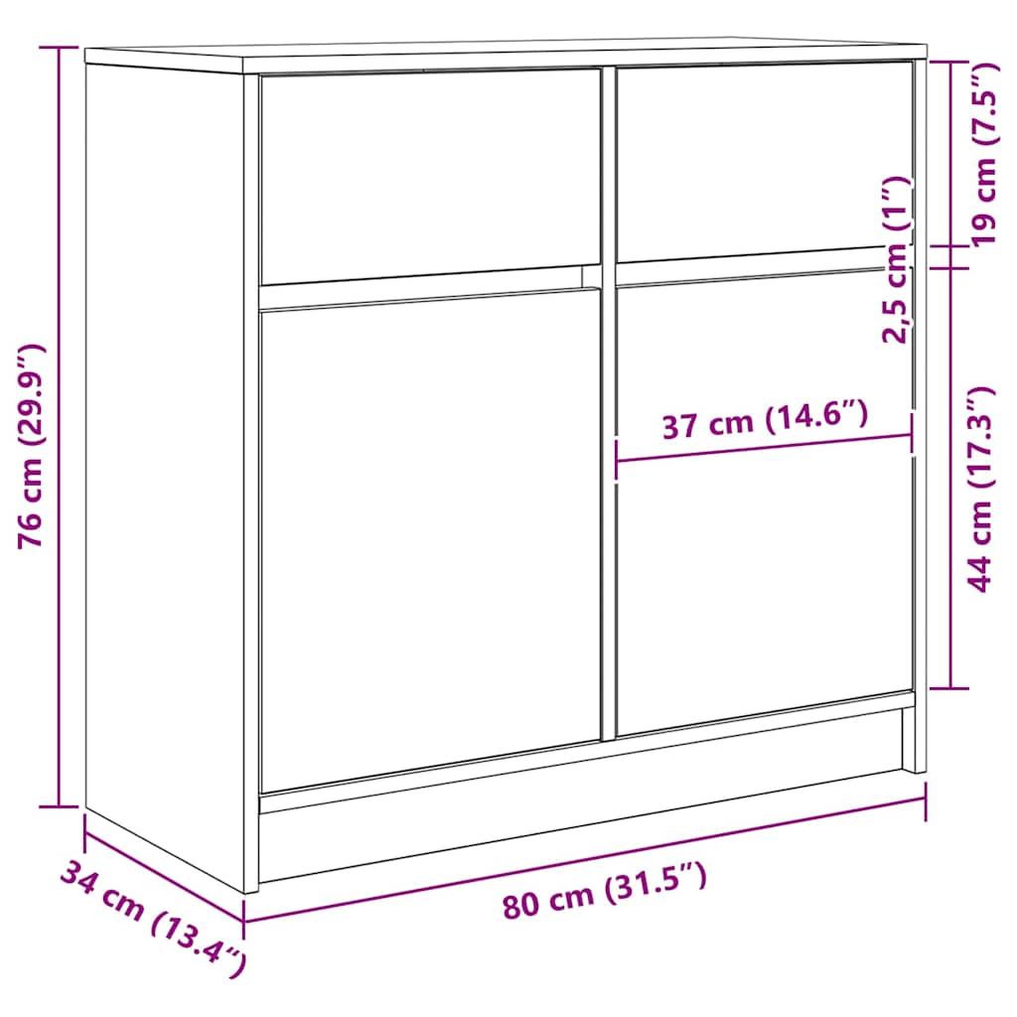 Voir la diapositive 6 : VIDAXL Buffet avec tiroir chene fume 80x34x76 cm bois d'ingenierie