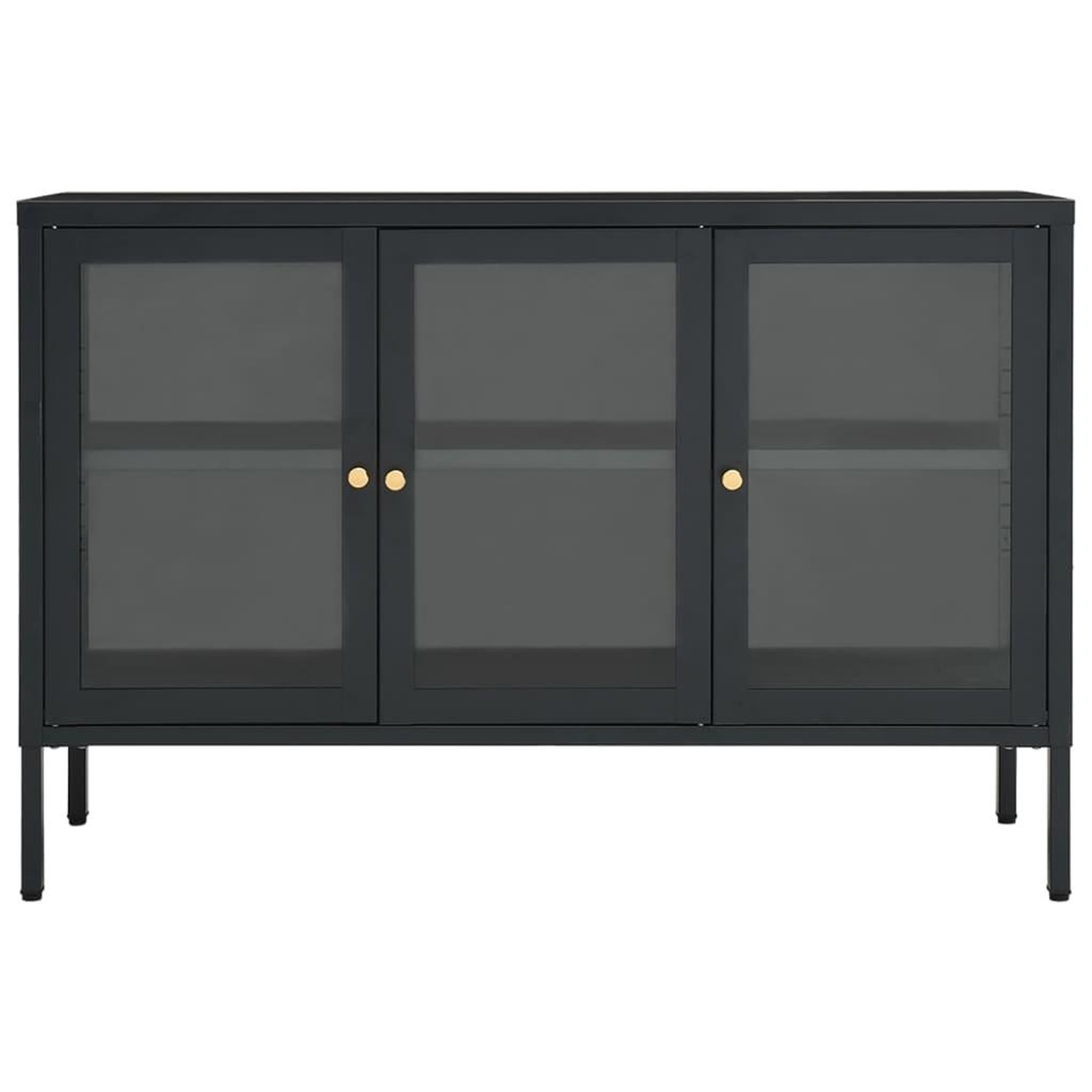 Voir la diapositive 3 : VIDAXL Buffet Anthracite 105x35x70 cm Acier et verre