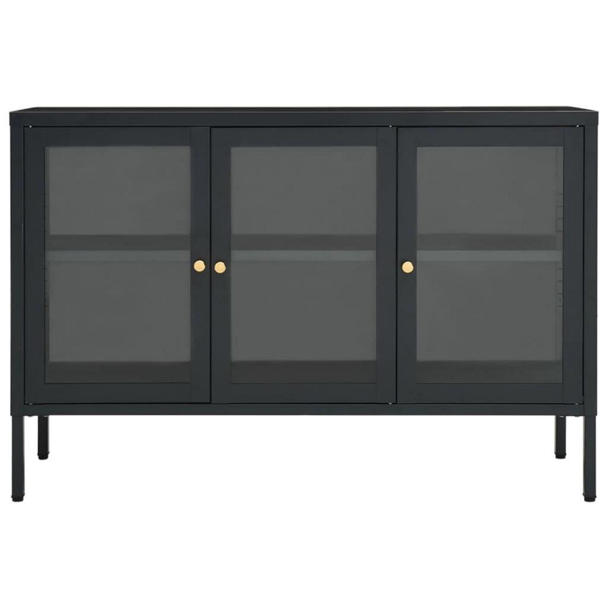 VIDAXL Buffet Anthracite 105x35x70 cm Acier et verre
