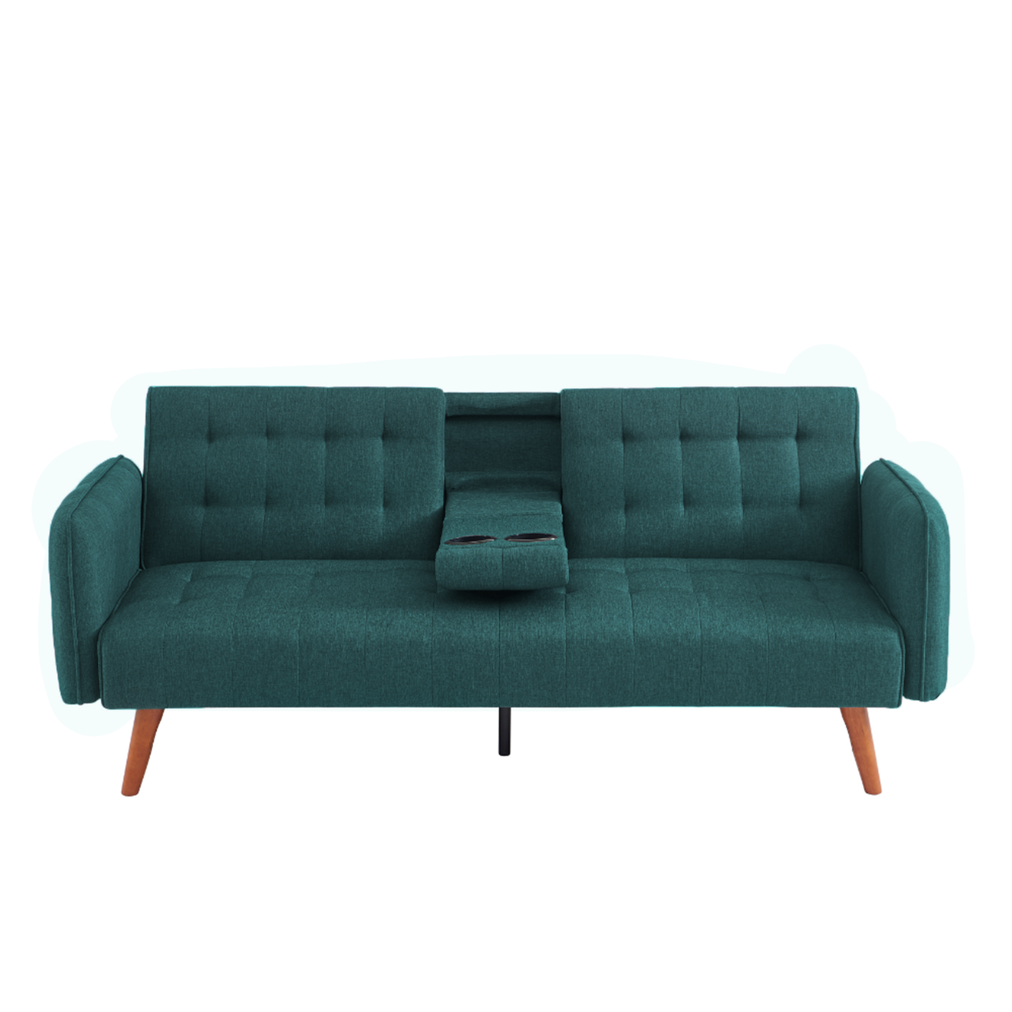 Voir la diapositive 5 : CONCEPT USINE Canapé 3 places convertible avec tablette centrale rabattable vert inverness