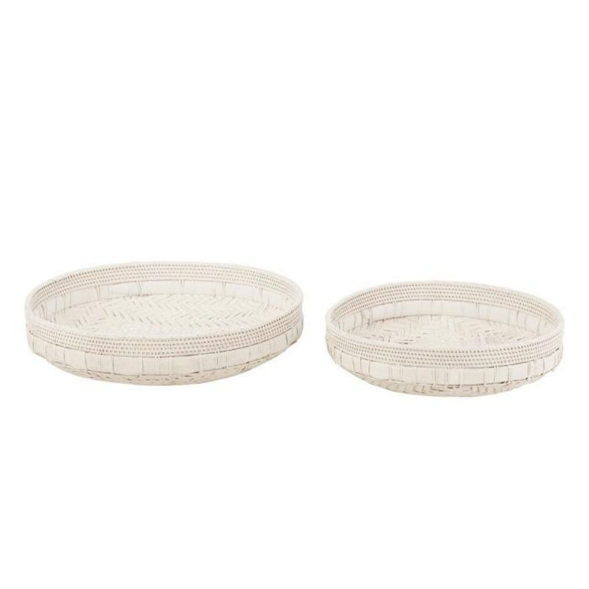 Paris Prix Lot de 2 Coupelles Déco  Rotin  50cm Blanc