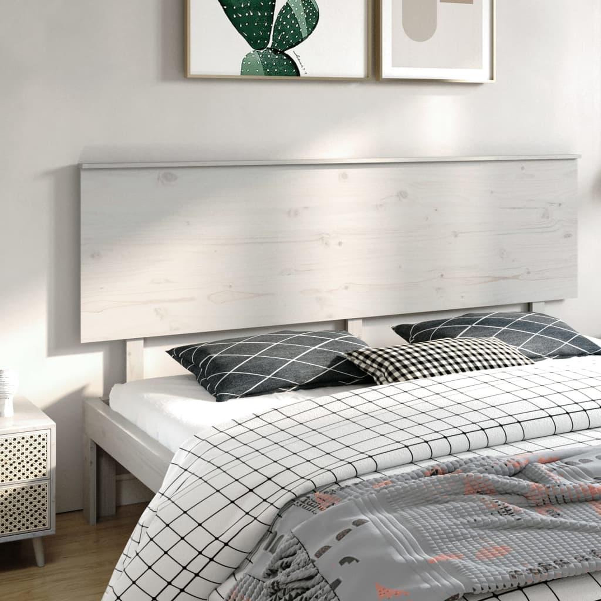 Voir la diapositive 1 : VIDAXL Tete de lit Blanc 204x6x82,5 cm Bois massif de pin