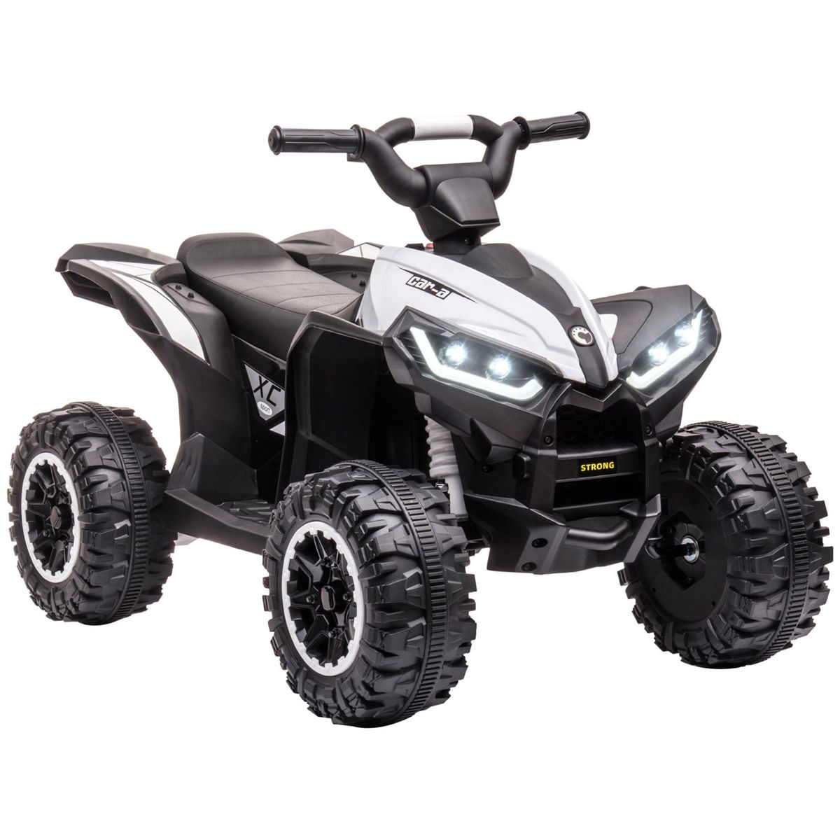 HOMCOM Quad buggy électrique enfant 12 V 3 Km/h max. effets lumineux et sonores blanc noir