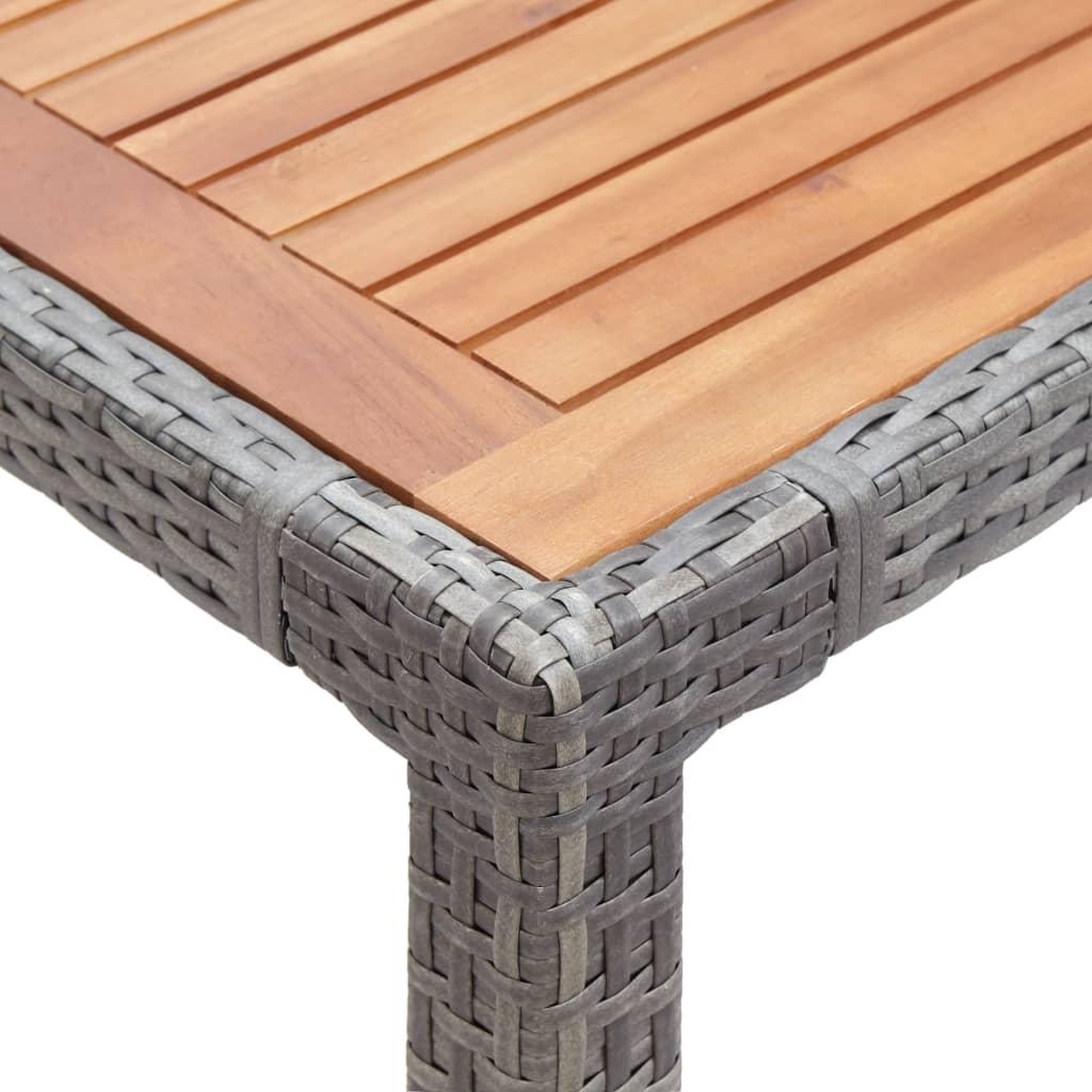 Voir la diapositive 5 : VIDAXL Table de jardin Gris 190x90x75cm Resine tressee et acacia