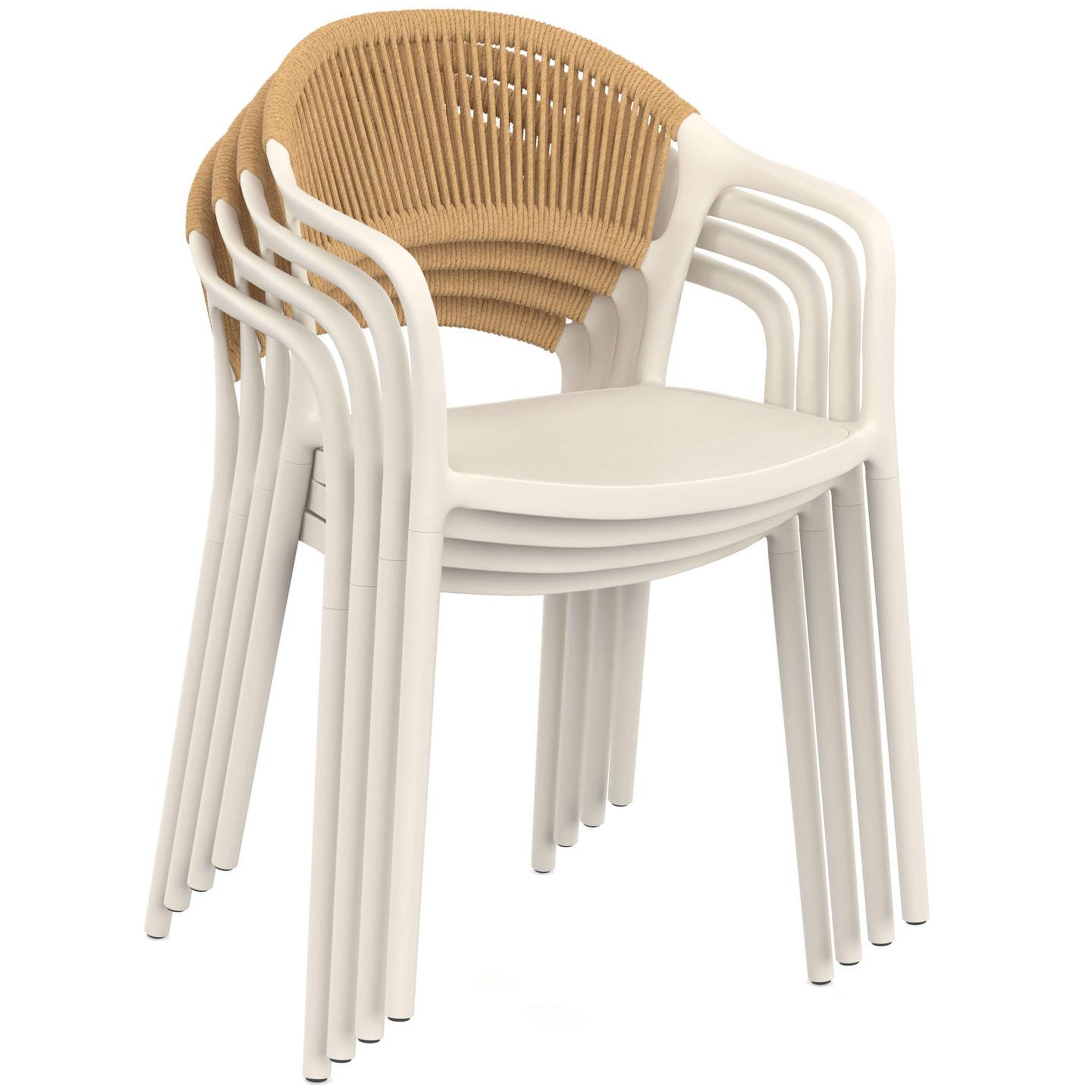 Voir la diapositive 4 : ID MARKET Lot de 4 chaises de jardin empilables odelia en polypropylène et cordage beige