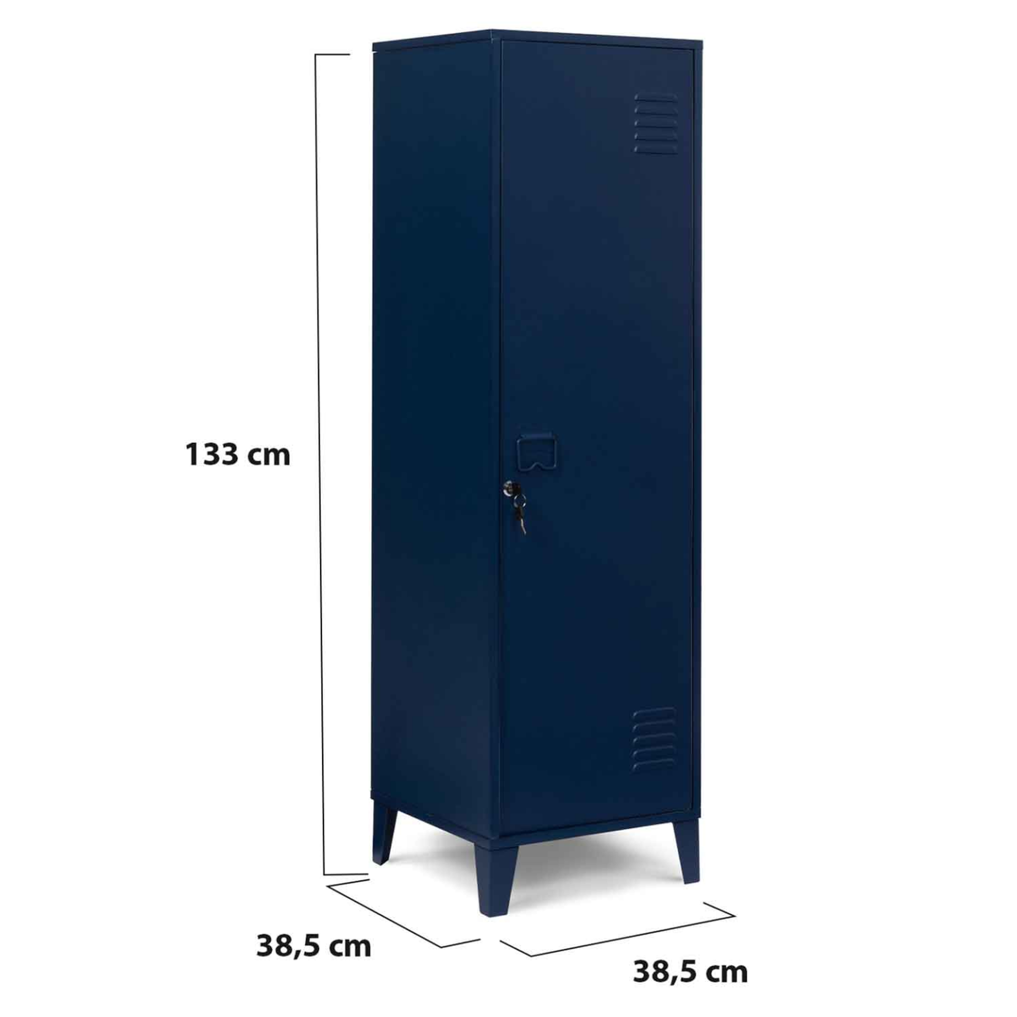 Voir la diapositive 6 : ID MARKET Armoire vestiaire ester 1 porte métal bleu foncé design industriel