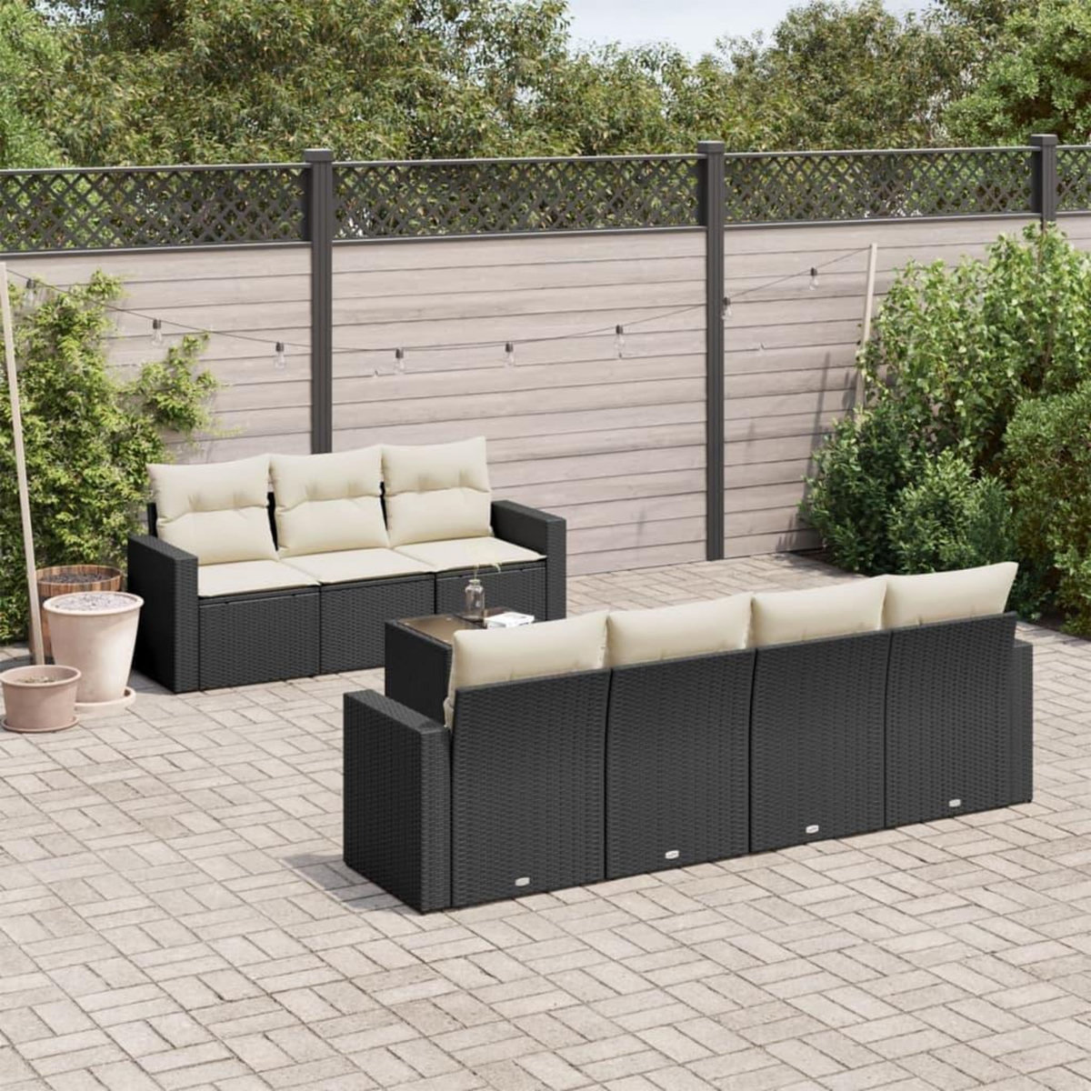 VIDAXL Salon de jardin 8 pcs avec coussins noir resine tressee