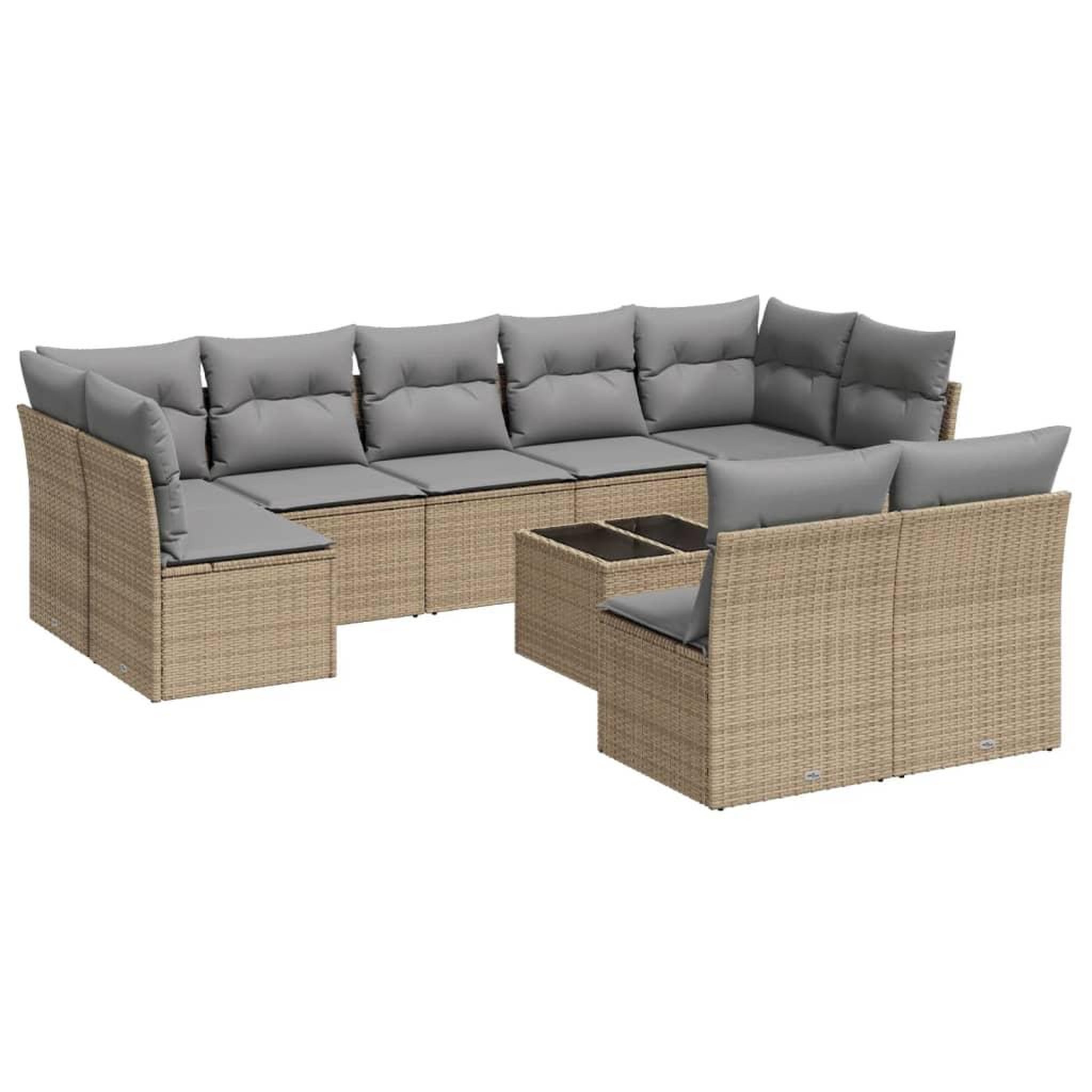 Voir la diapositive 2 : VIDAXL Salon de jardin avec coussins 10 pcs beige resine tressee