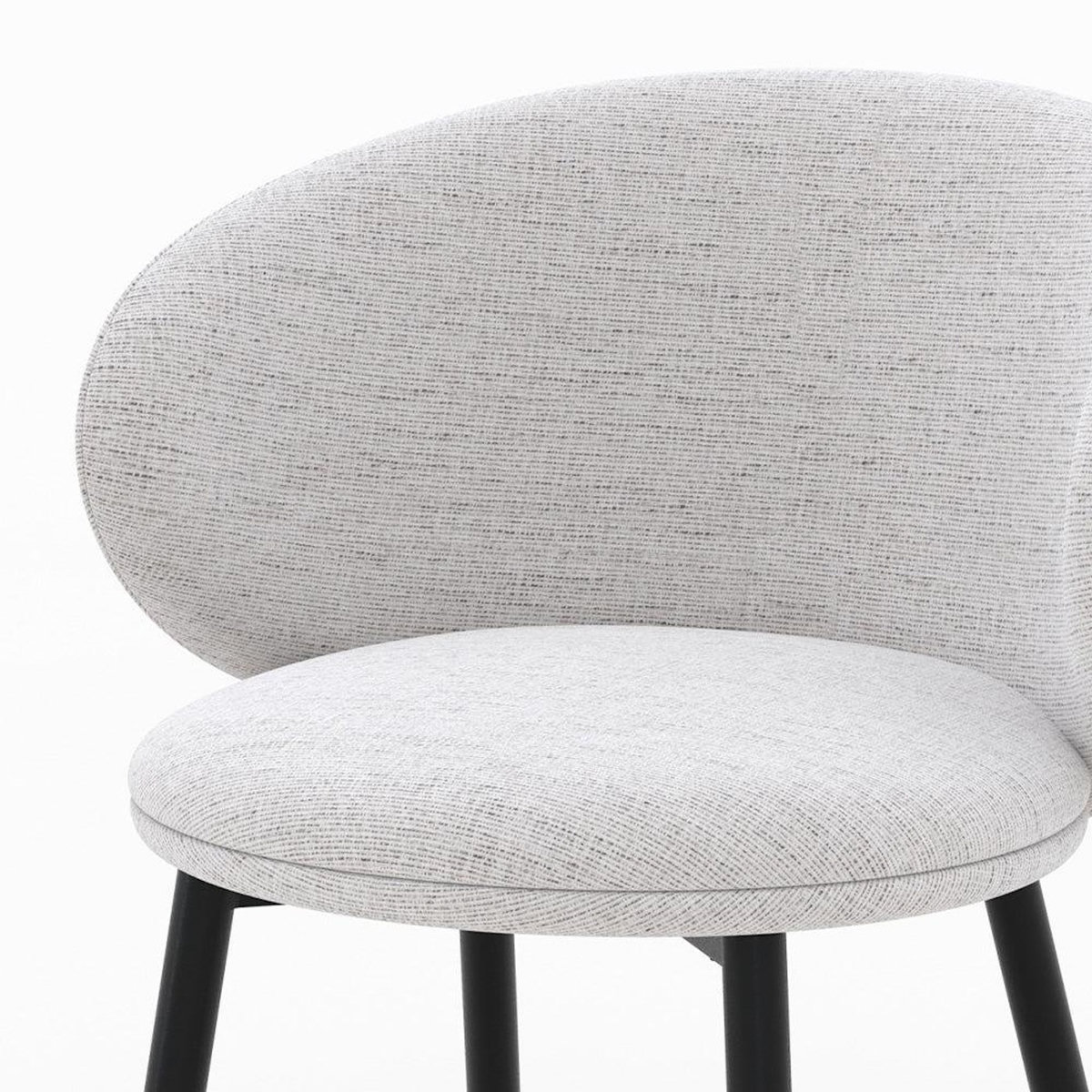 Rendez vous déco Lot de 2 chaises en tissu gris clair chiné et pieds noirs - Cécilia