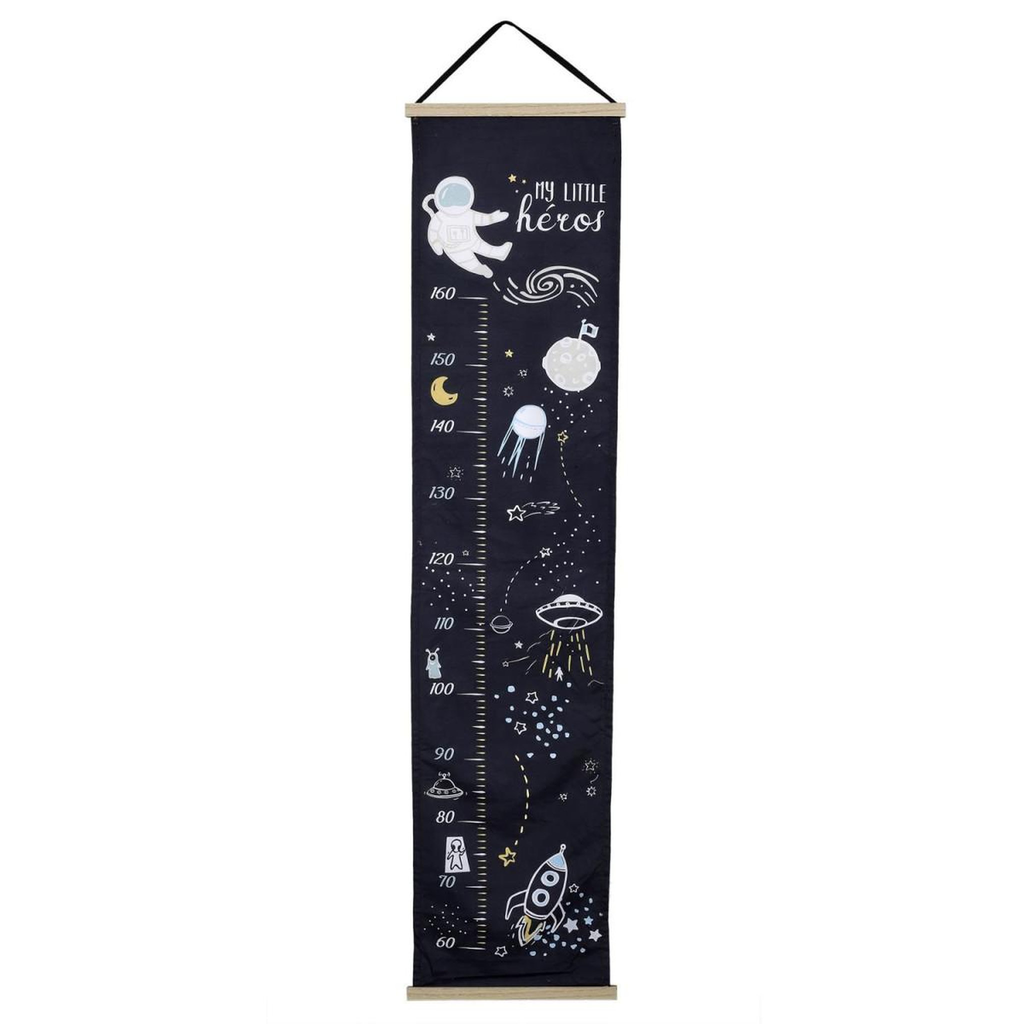 Voir la diapositive 1 : HOME DECO KIDS Toise à motifs  my little héros  146cm noir & blanc