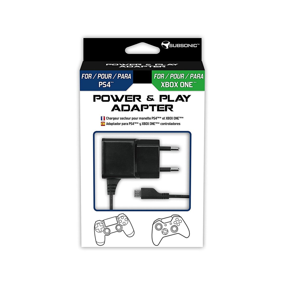 Power & Play Chargeur pour manette PS4 /Xbox One pas cher 