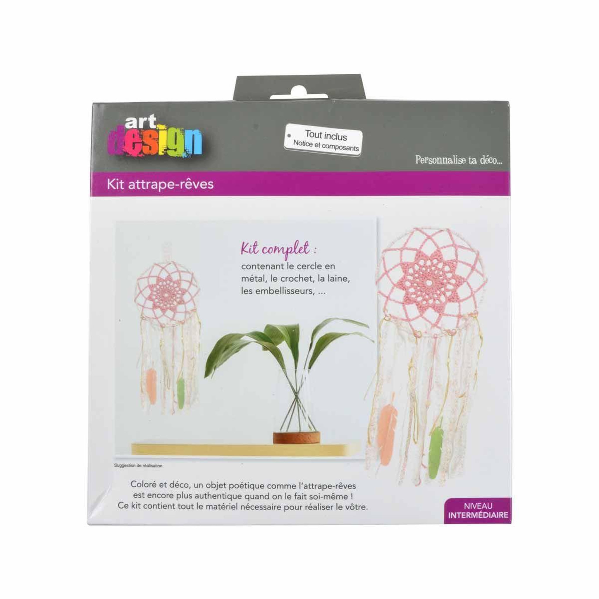 Voir la diapositive 2 : HOMEA Kit Complet Attrape-Rêves  Harmonie  Rose