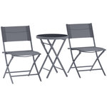 OUTSUNNY Ensemble jardin 2 personnes pliable - ensemble bistrot de jardin 3 pièces - métal époxy gris