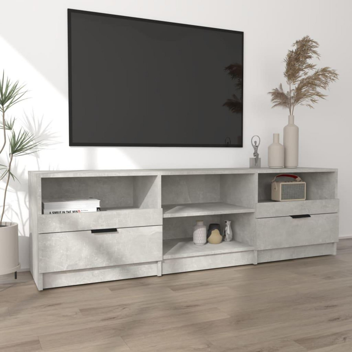 VIDAXL Meuble TV Gris beton 150x33,5x45 cm Bois d'ingenierie