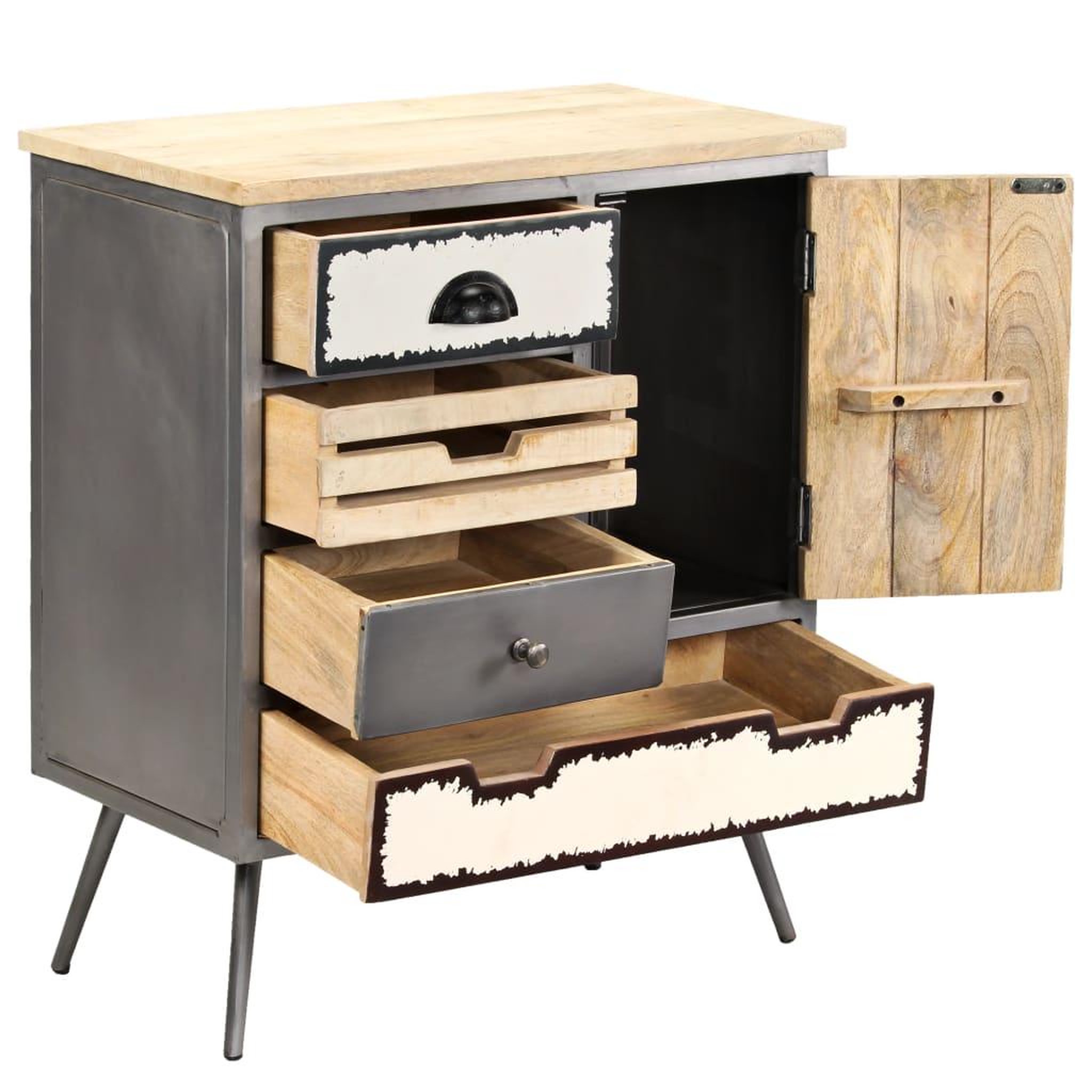 Voir la diapositive 3 : VIDAXL Buffet Bois de manguier massif et acier 65x33x76 cm