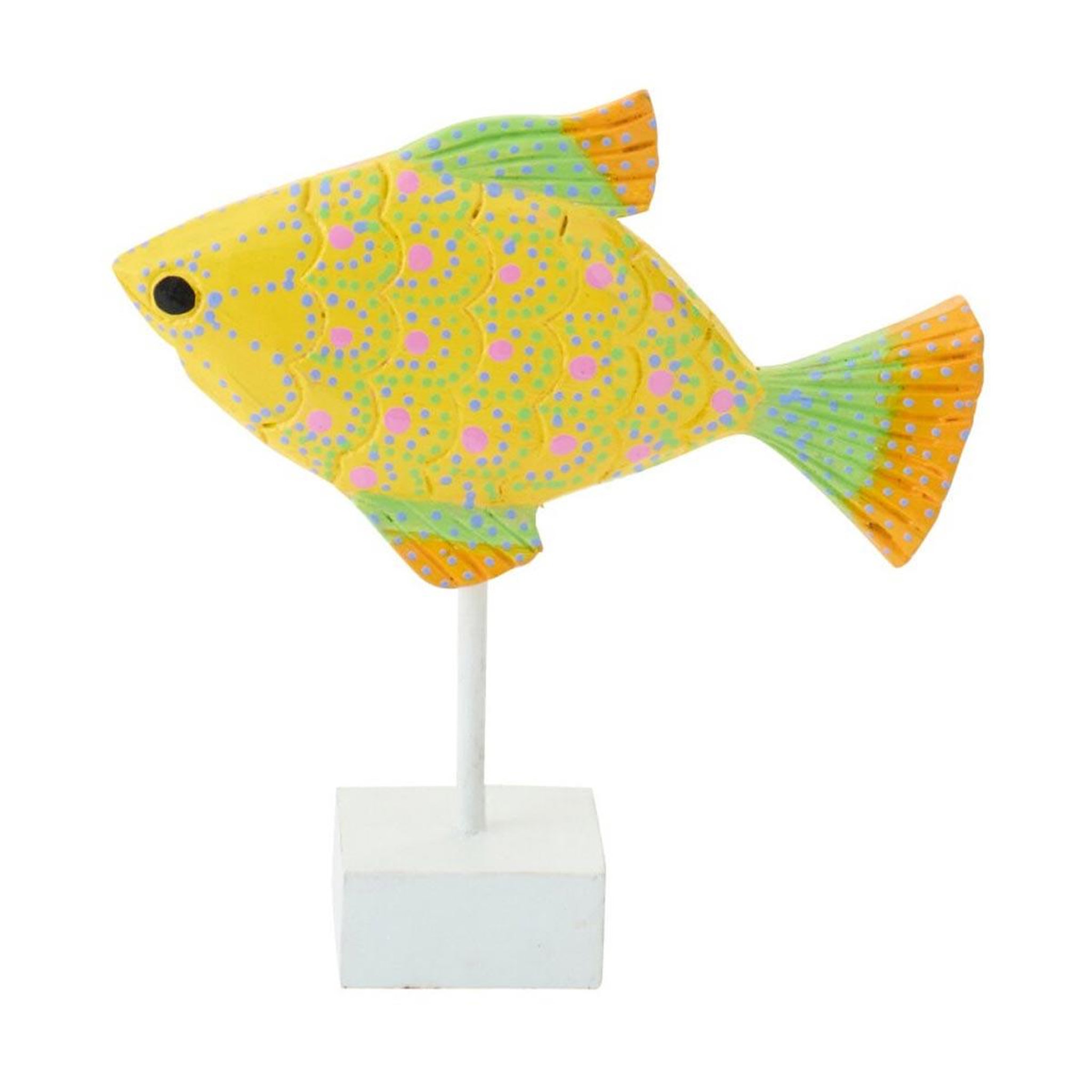 J-LINE Statuette déco poisson en bois  omi  23cm multicolore