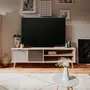HOMIFAB Meuble TV gris et chêne  160 cm - Sofia