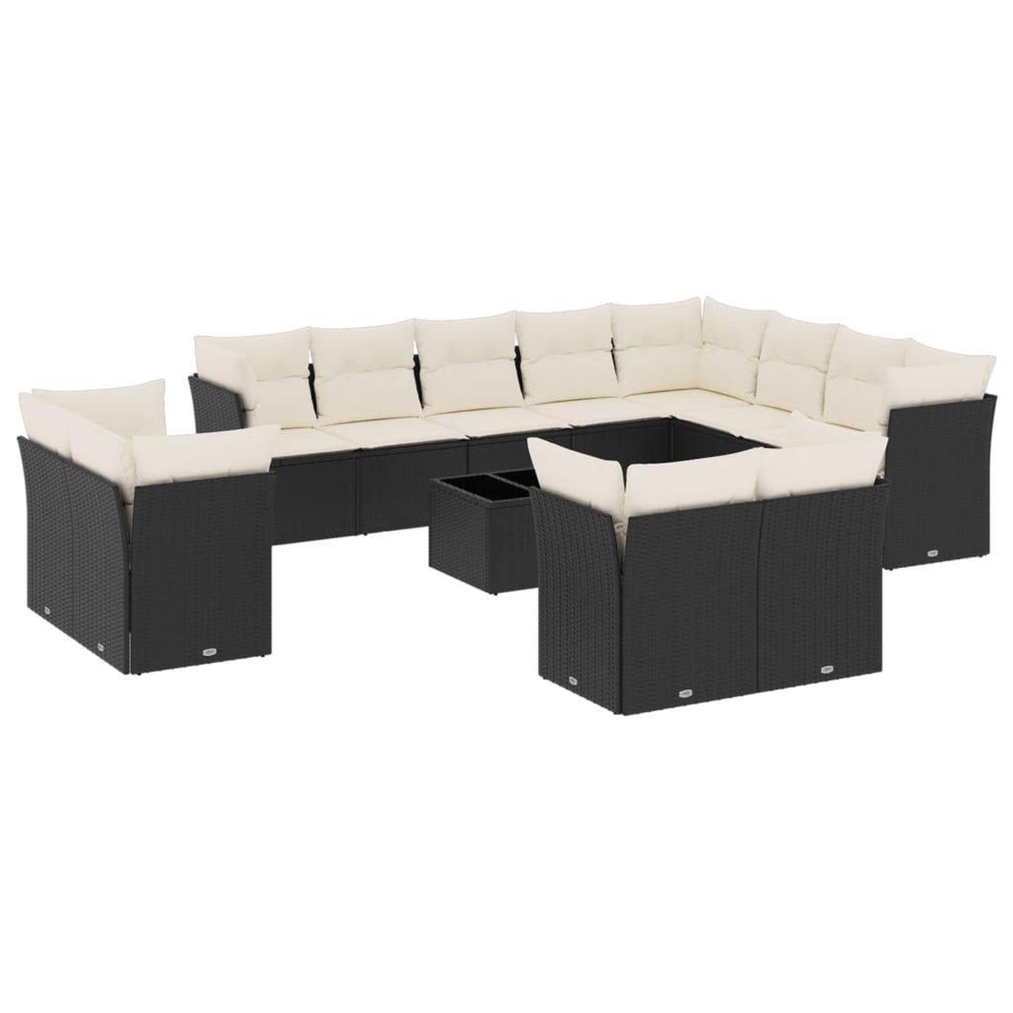 Voir la diapositive 2 : VIDAXL Salon de jardin avec coussins 13 pcs noir resine tressee