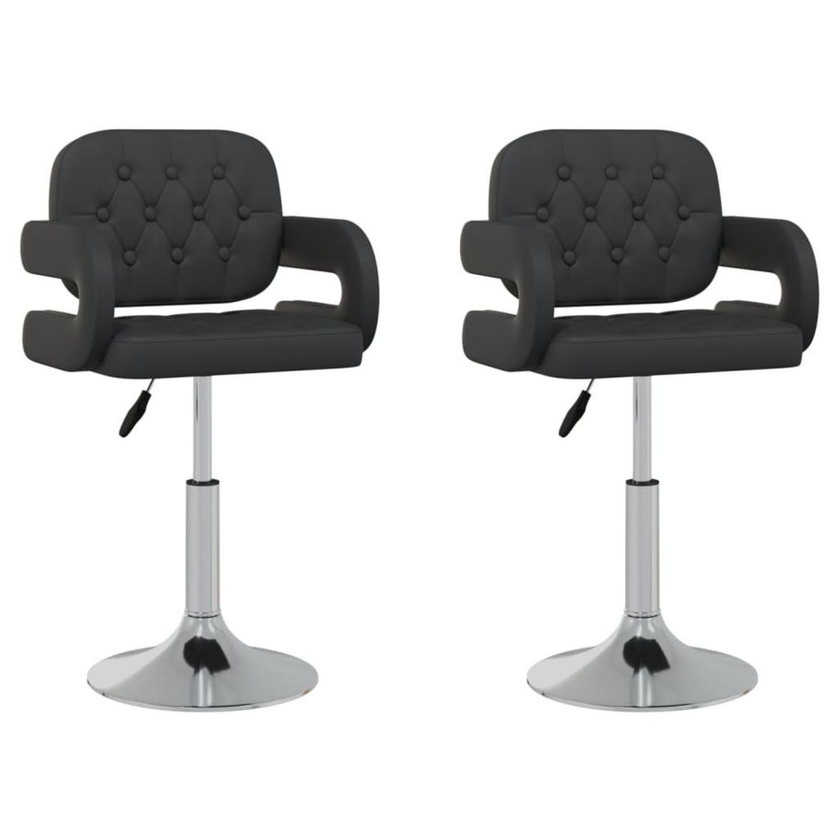 VIDAXL Chaises a manger pivotantes lot de 2 noir similicuir