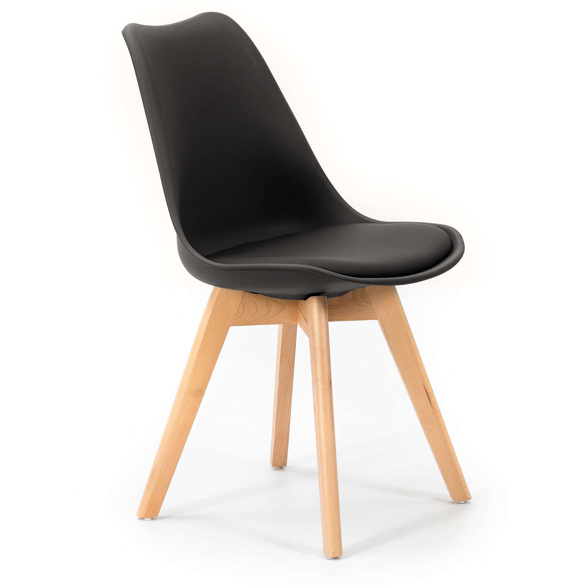 Voir la diapositive 4 : VS VENTA-STOCK Lot de 2 Chaises Klara Noir tapissées en Cuir synthétique avec Pieds Bois