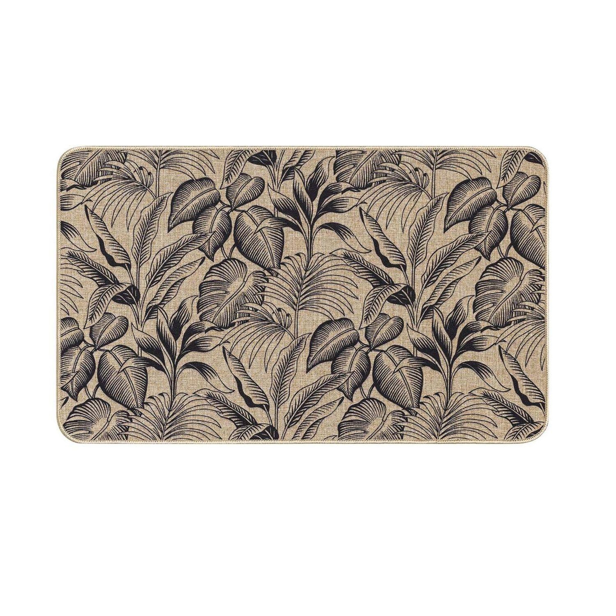 DOUCEUR D'INT�RIEUR Tapis antidérapant imprimé jungle stylis  - 45 x 75 cm - noir et marron