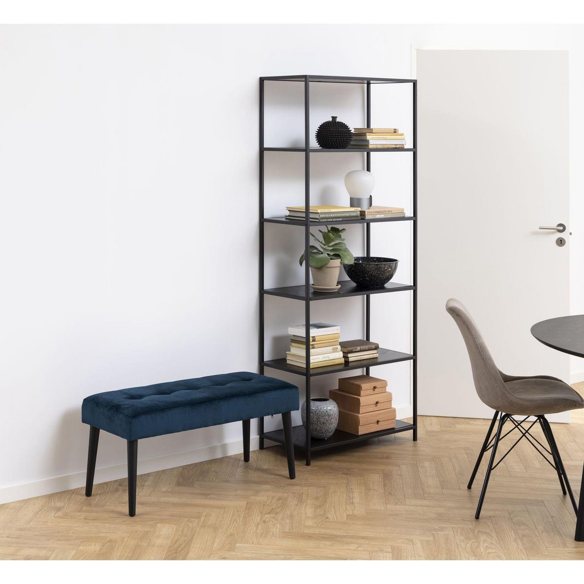 TOILINUX Banc 2 places Bella en métal et tissus effet velours