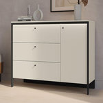 BEST MOBILIER Kimi - commode 3 tiroirs et 1 porte - led inclus. Coloris disponibles : Beige