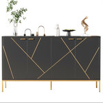 MERAX Buffet 4 portes 0 tiroir - 150cm noir panneaux de particules