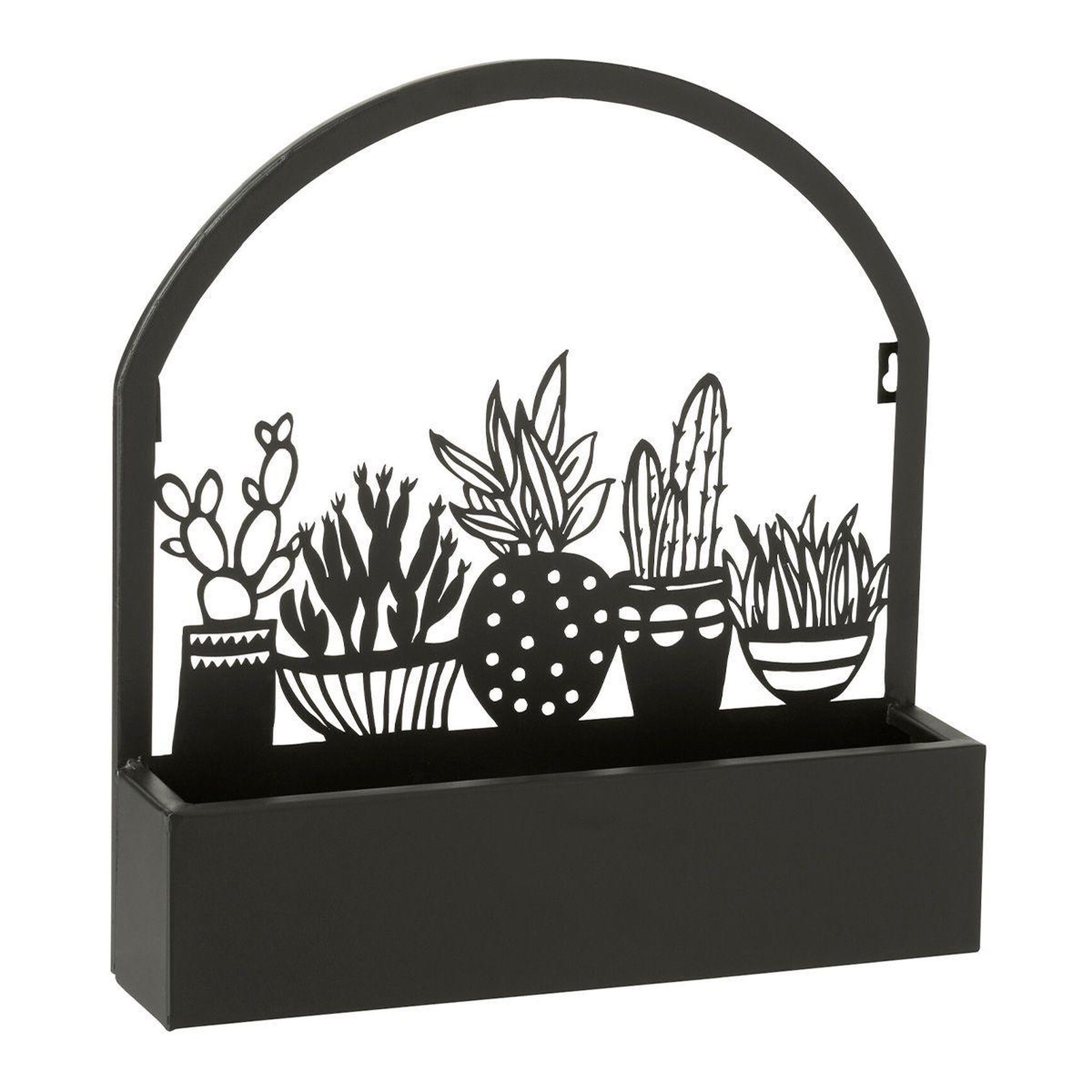 J-LINE Jardinière murale en métal  cactus  39cm noir