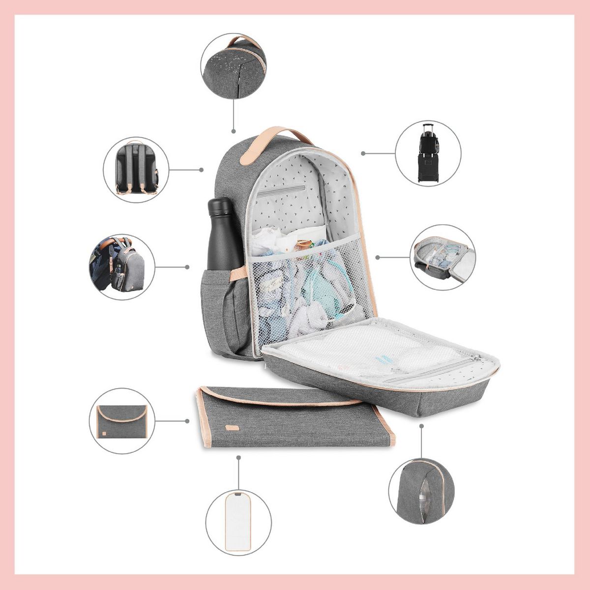 BABYMOOV Sac à dos à langer multi-poches Le Pyla