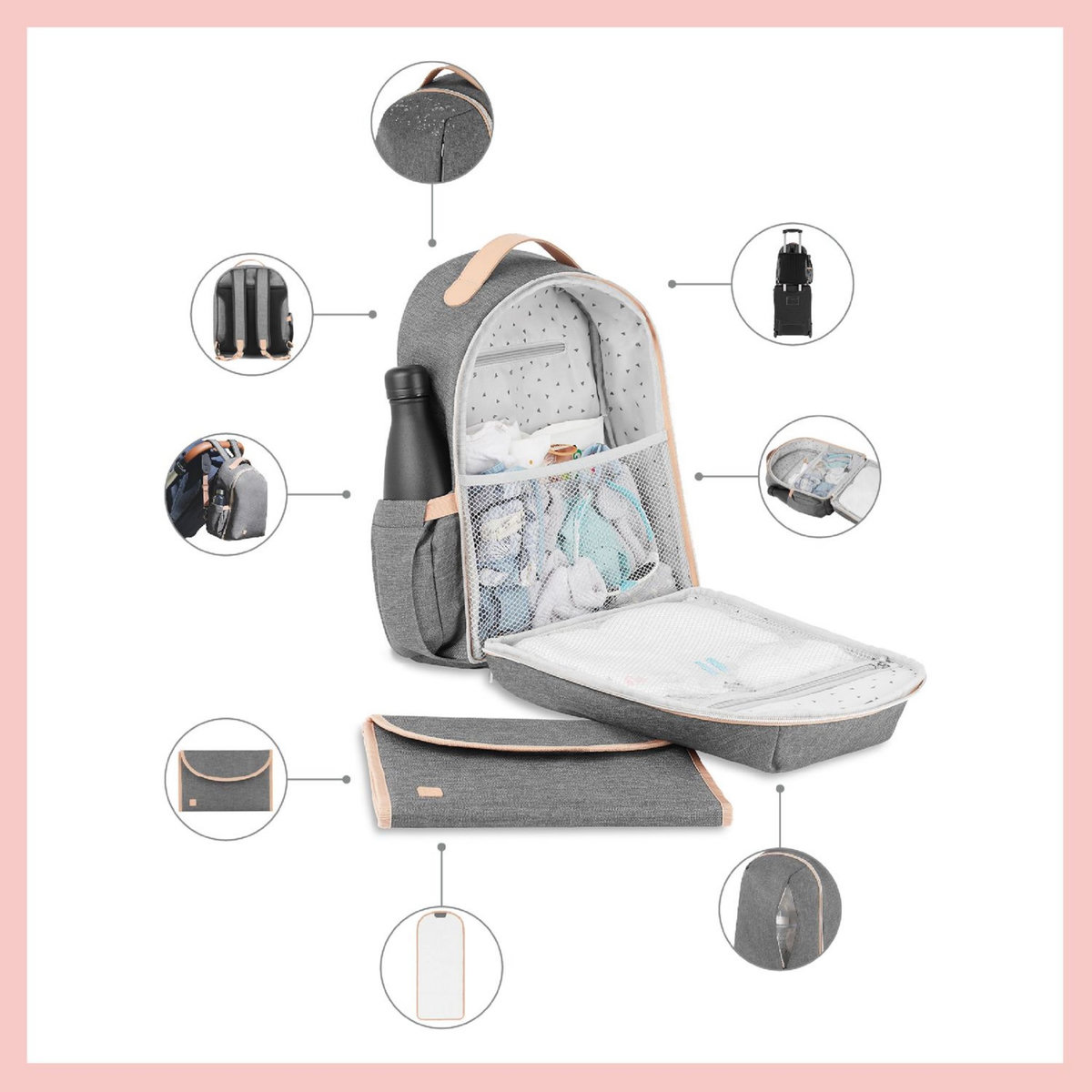 BABYMOOV Sac à dos à langer multi-poches Le Pyla