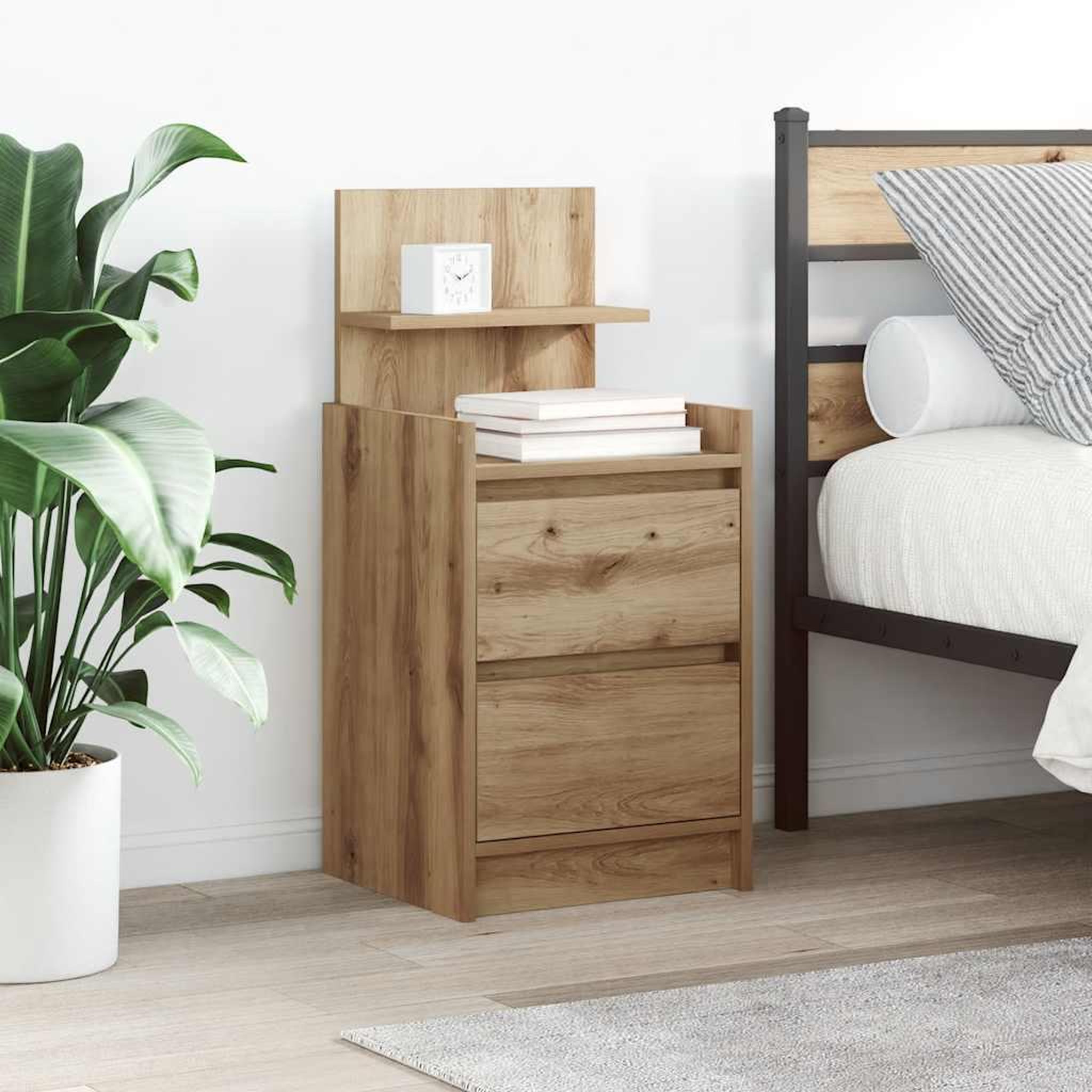 VIDAXL Table de chevet avec 2 tiroirs chene artisanal 38x34x80 cm