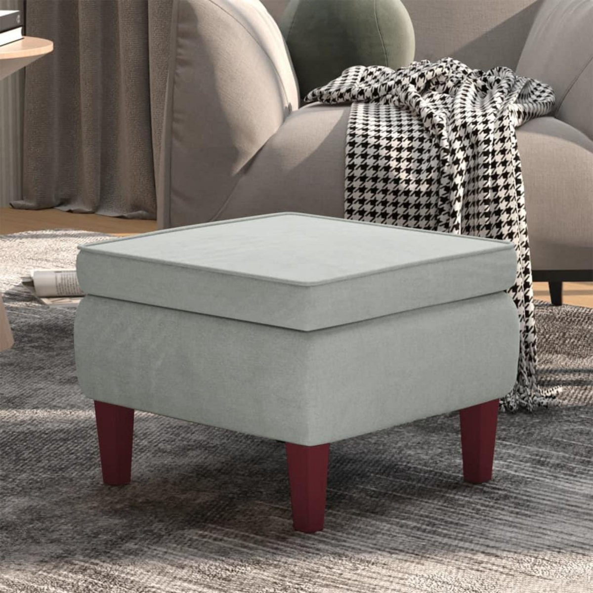 VIDAXL Tabouret avec pieds en bois Gris clair Velours