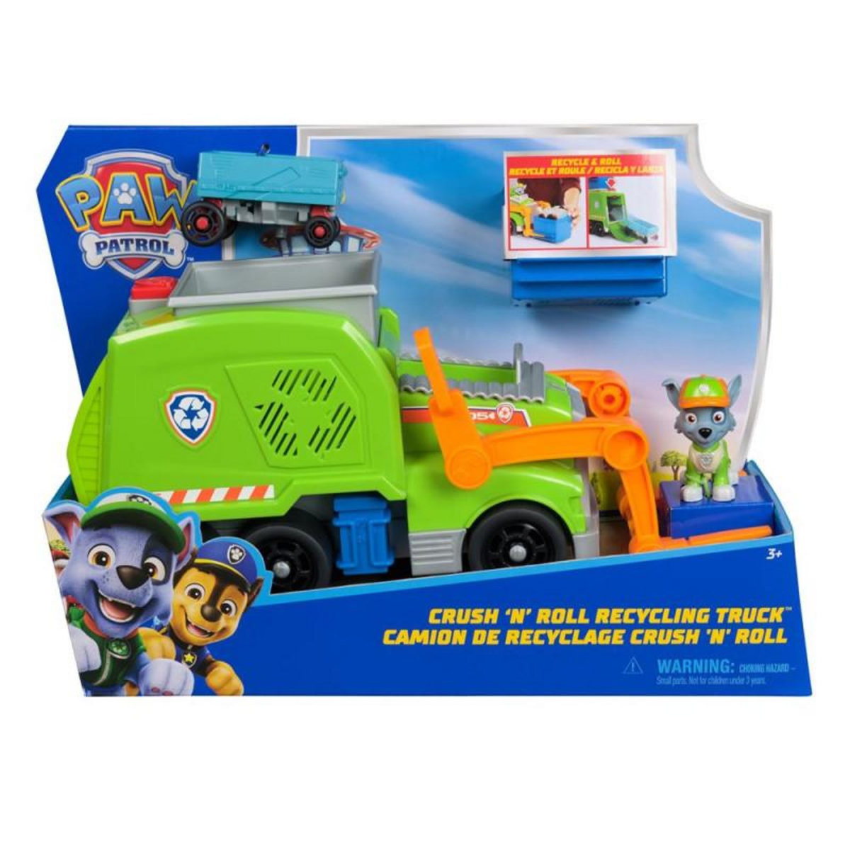 PAW PATROL Camion avec Figurine Rocky Paw Patrol Pat'Patrouille Crush N Roll