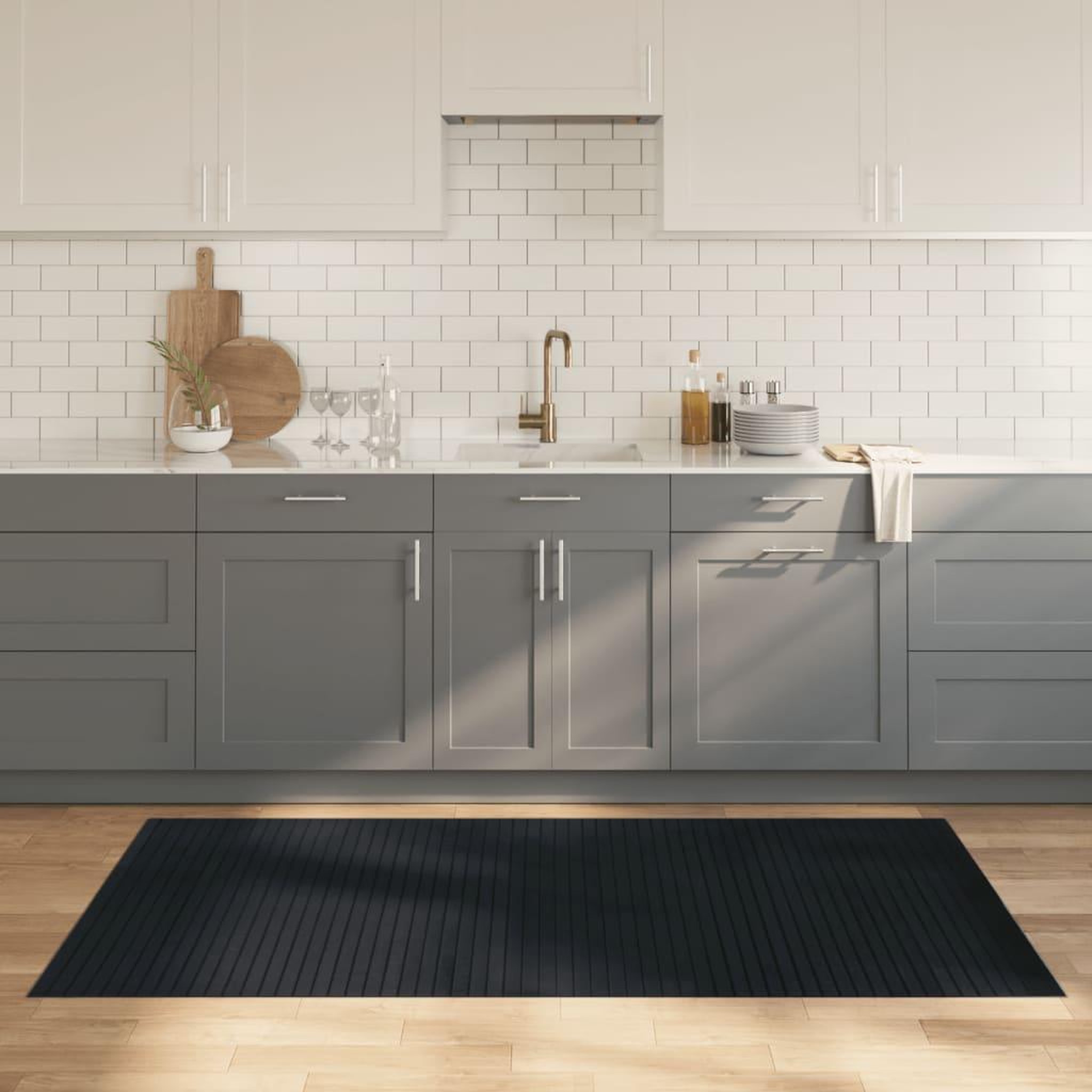 VIDAXL Tapis rectangulaire gris 100x200 cm bambou