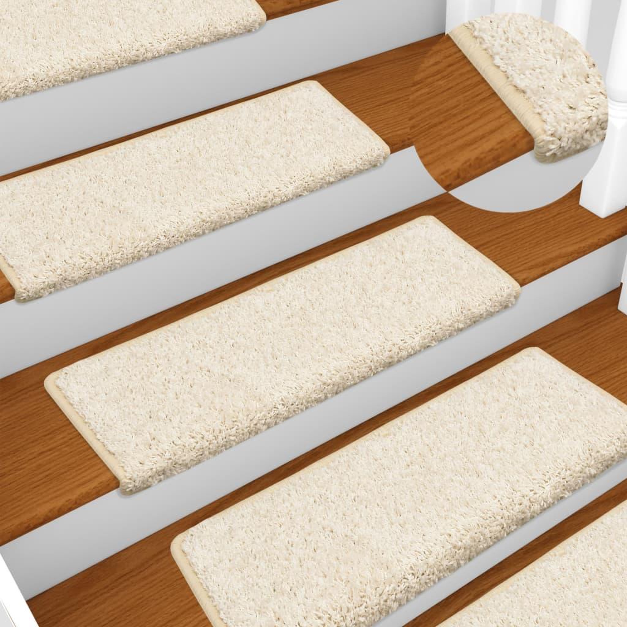 VIDAXL Tapis d'escalier 15 pcs 65x21x4 cm Blanc