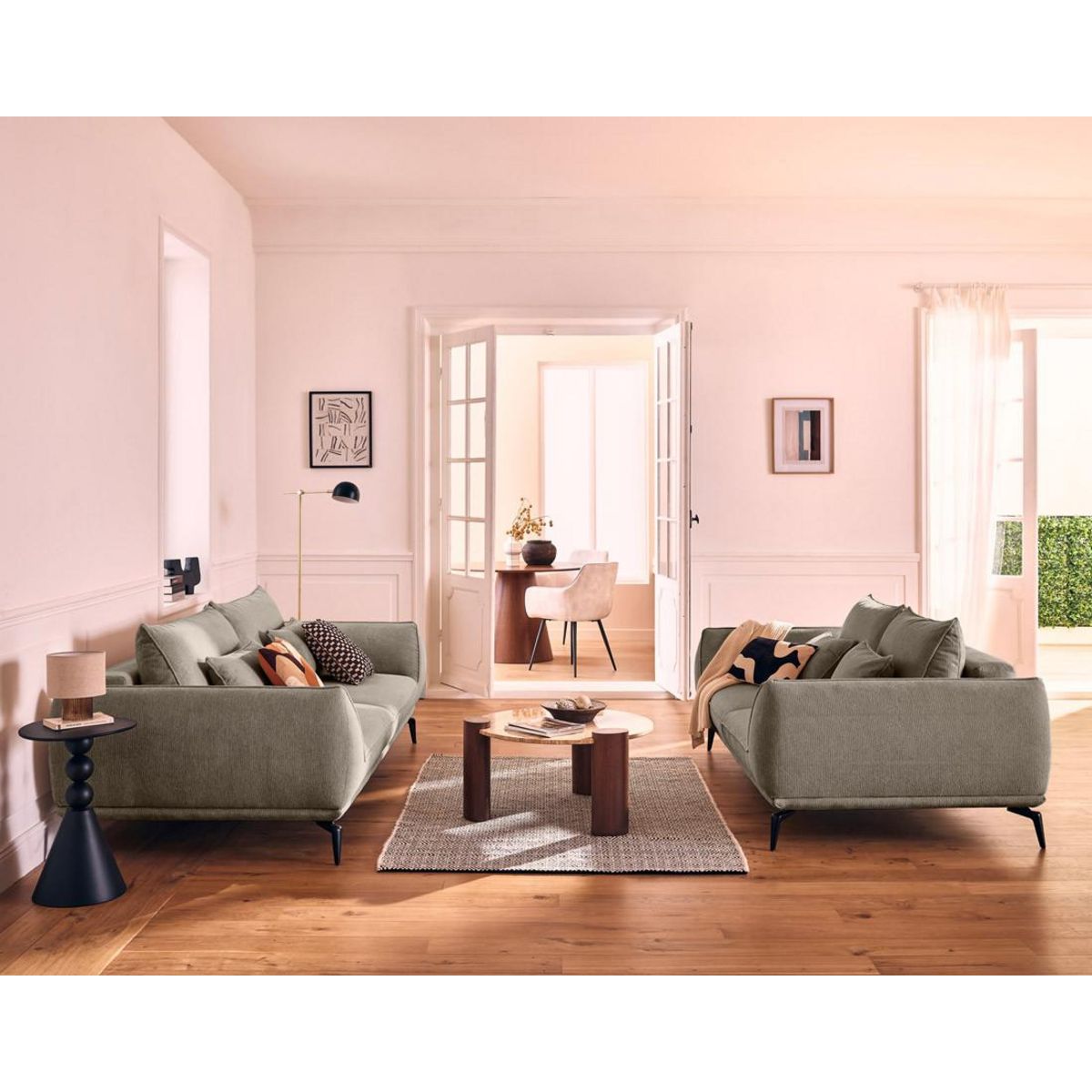 LISA DESIGN Arica - canapé droit 2 places en tissu texturé