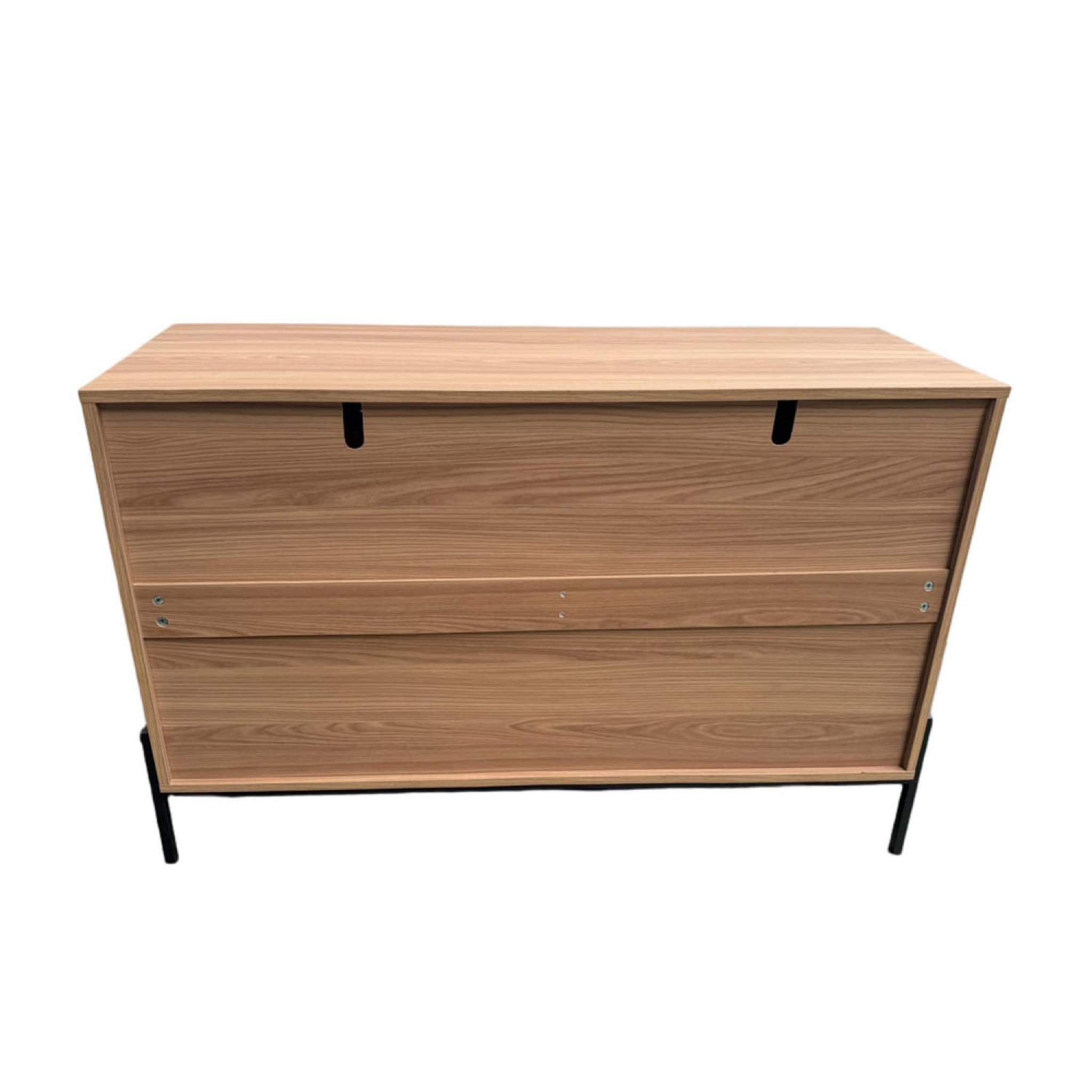 Voir la diapositive 5 : CONCEPT USINE Commode 6 tiroirs décor bois rainuré 124cm vallo