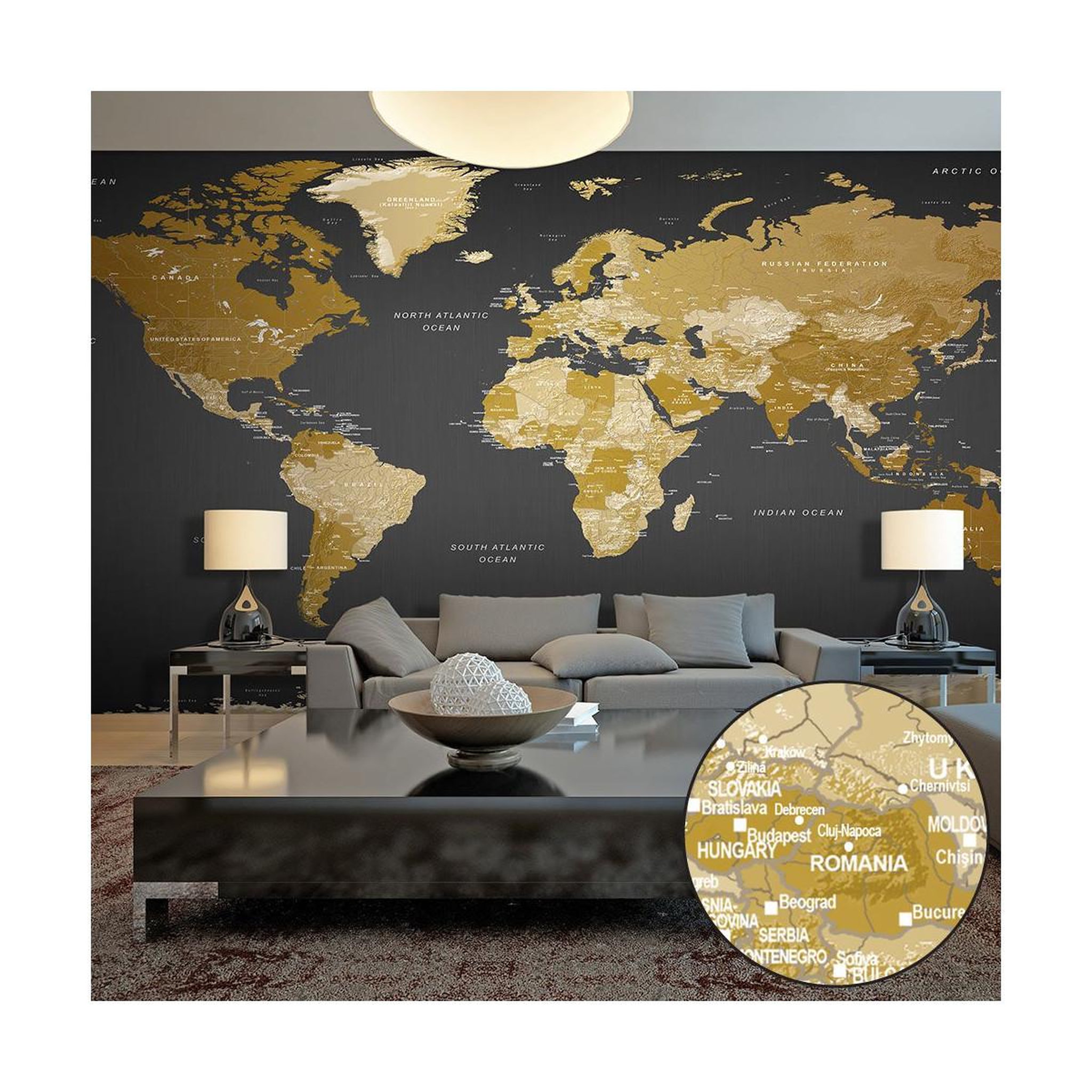 Paris Prix Papier peint xxl  world map : modern geography ii  280x500cm